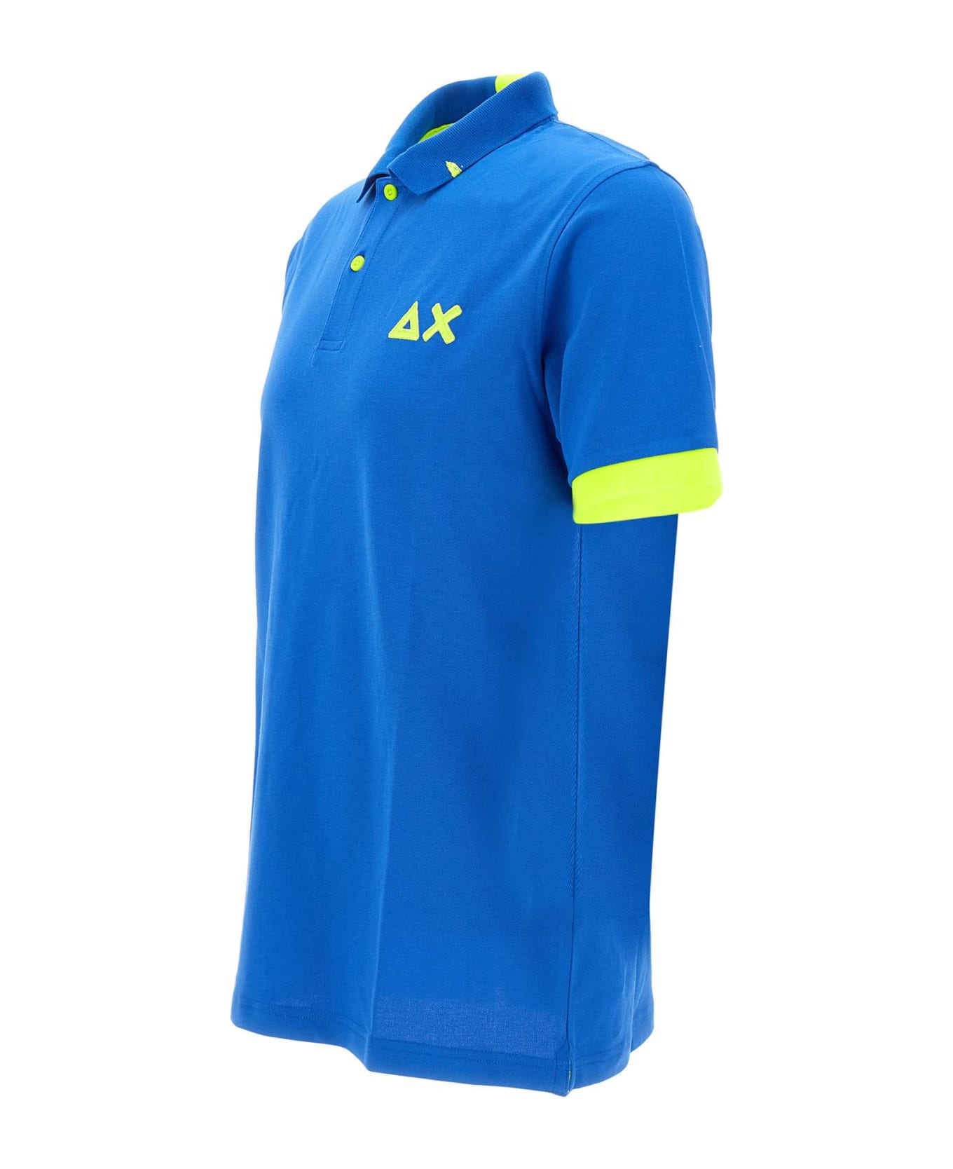 Sun 68 'fluo Logo' Cotton Polo Shirt - Blu