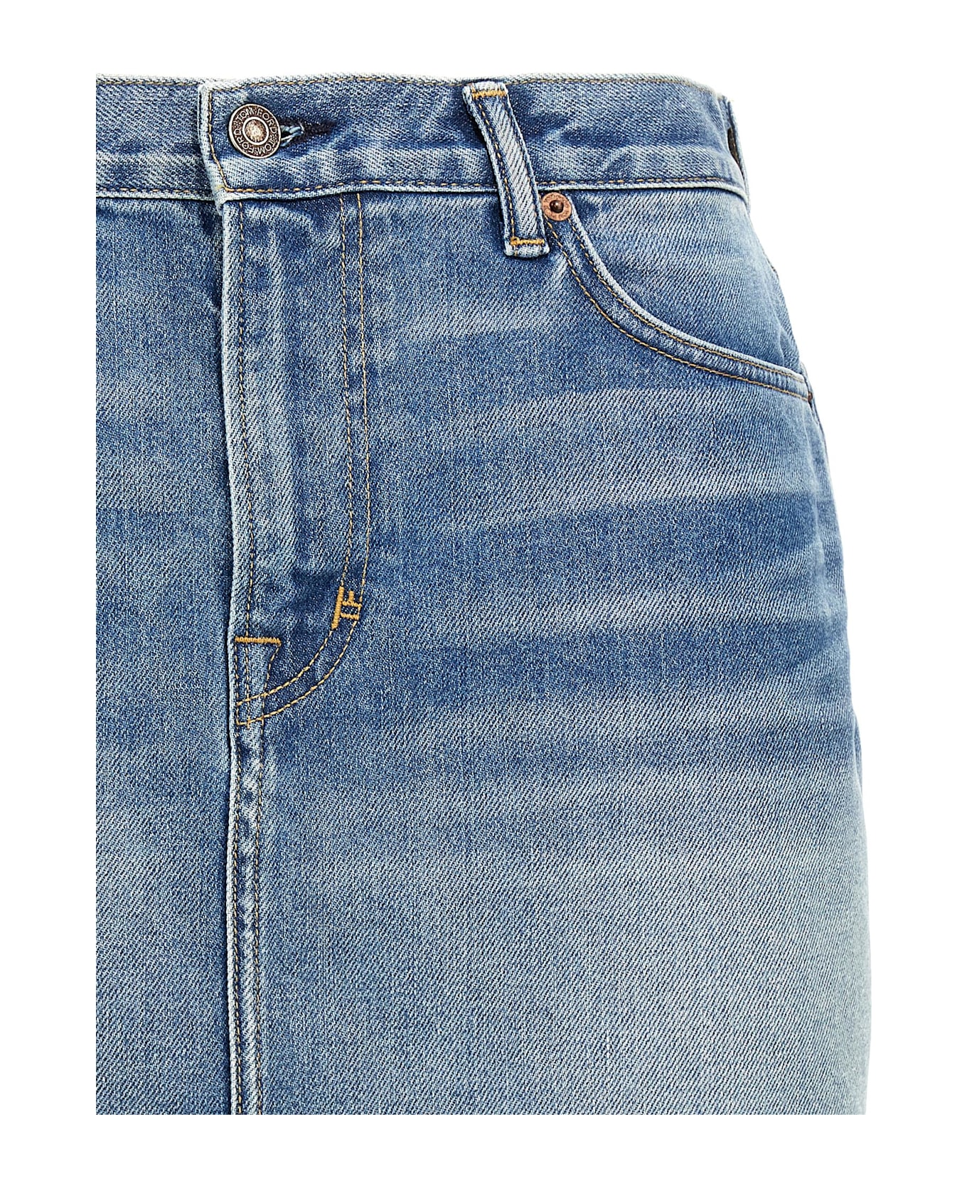 Tom Ford 'summer Stone Washed Denim Mini' Skirt - Light Blue