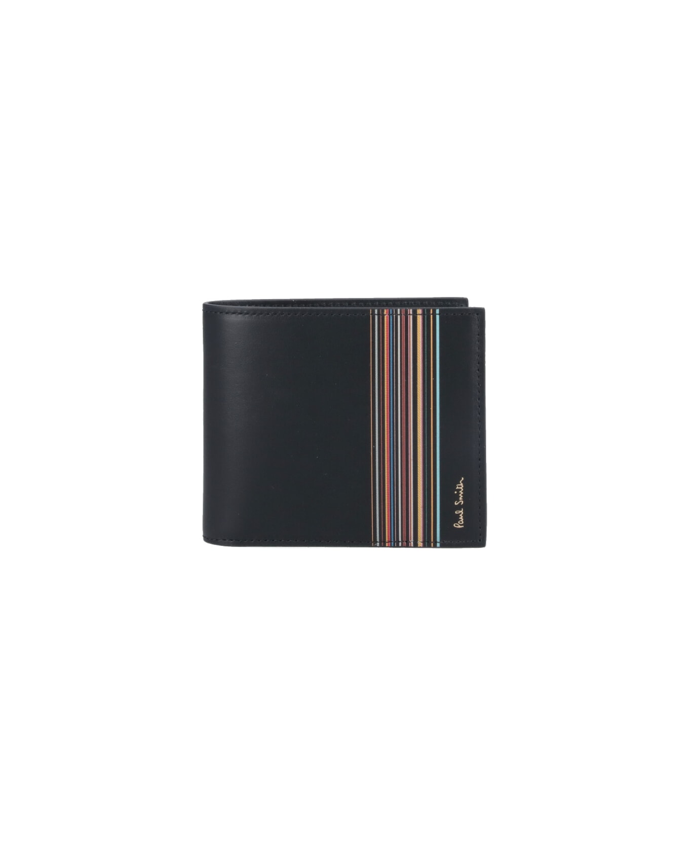 Paul Smith "signature Stripe Block" Bifold Wallet - Black  