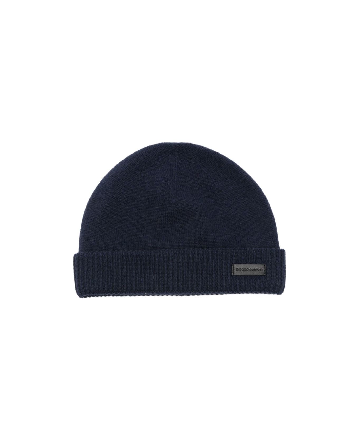 Emporio Armani Cashmere Beanie - Blue