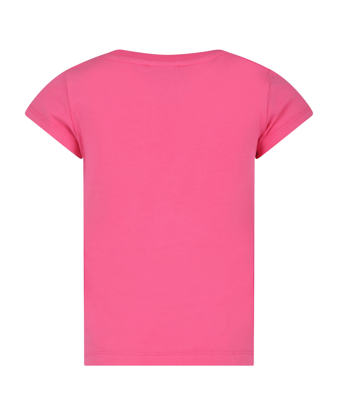Moschino Fuchsia Crop T-shirt For Girl With Teddy Bears And Logo - Fuchsia