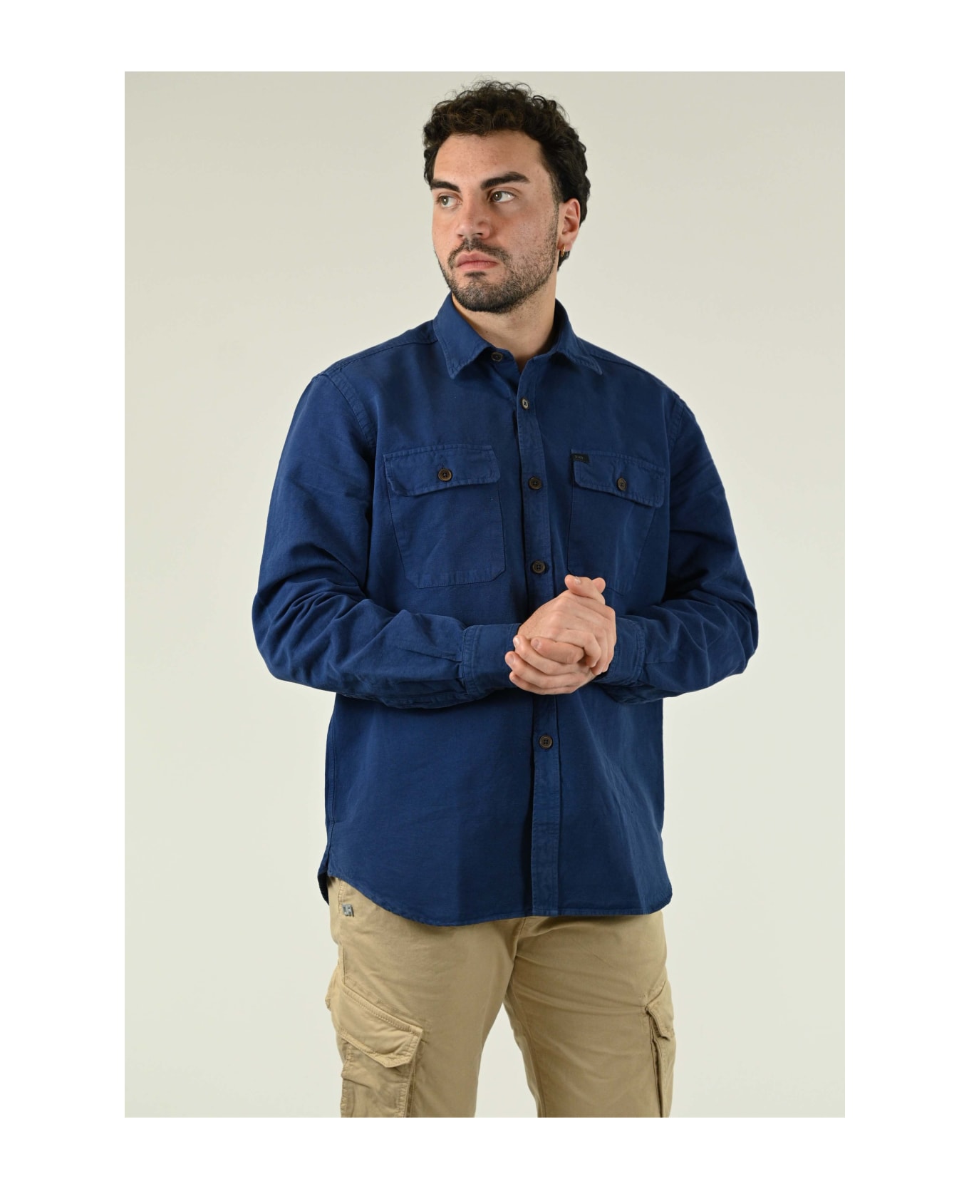 Fay French Collar Shirt - BLUE