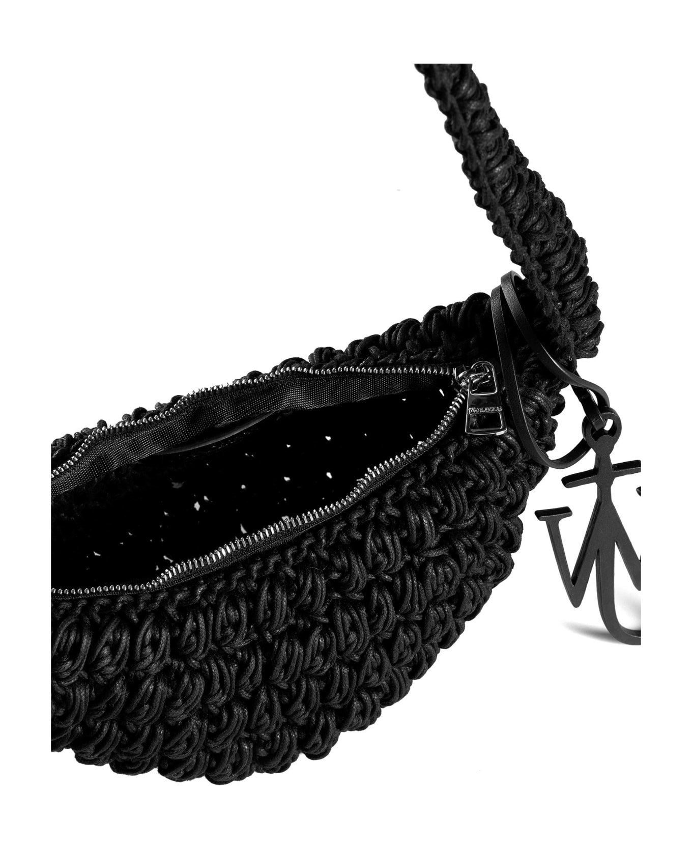J.W. Anderson Black Knit Popcorn Sling Crossbody Bag - Black