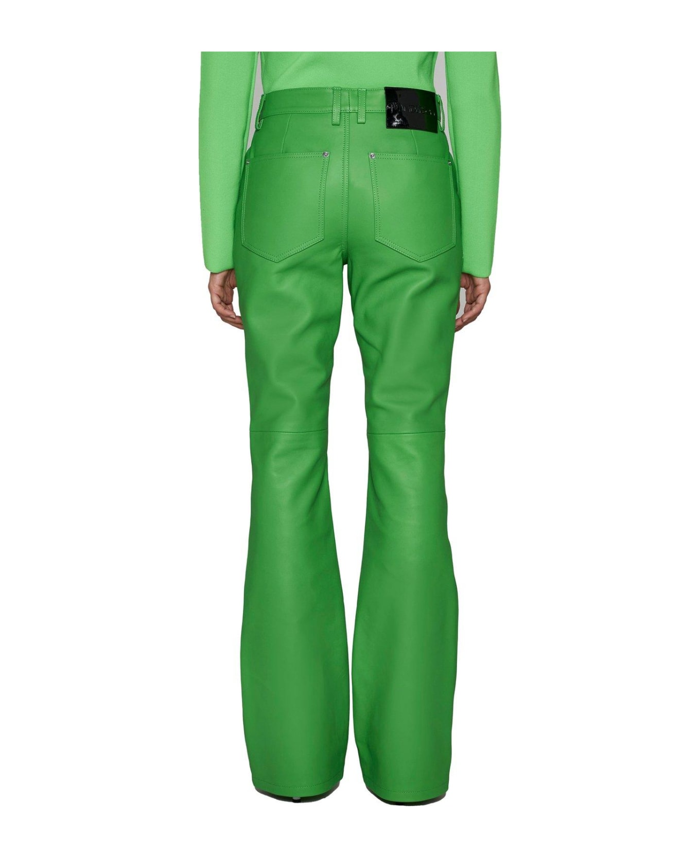 J.W. Anderson High-waisted Leather Bootcut Trousers - GREEN