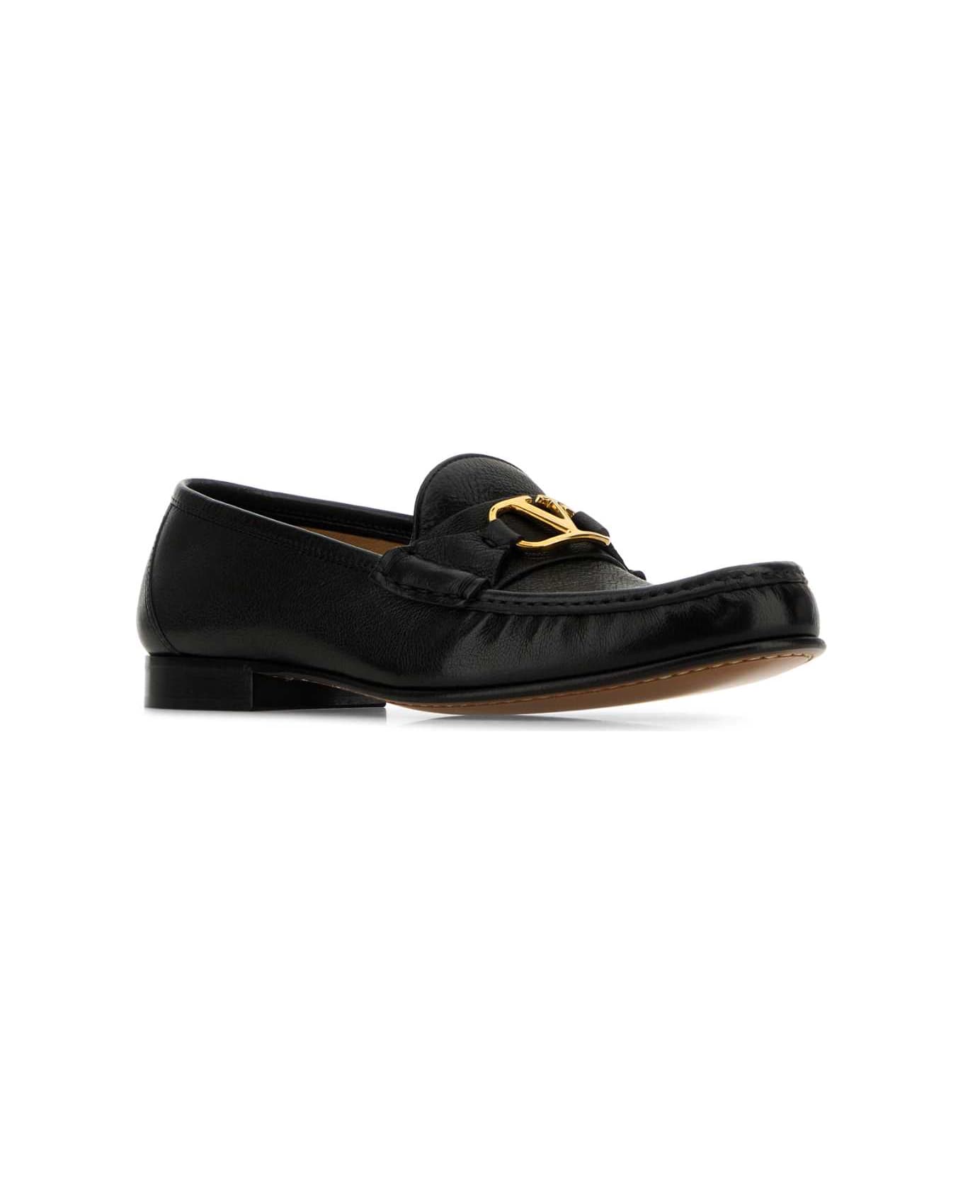 Valentino Garavani Black Leather Vlogo Loafers - NERO