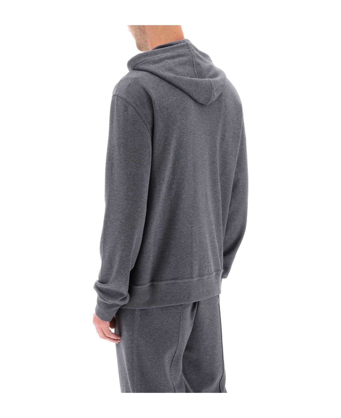 Brunello Cucinelli Hoodie With Zipper In Techno Cotton - Grey