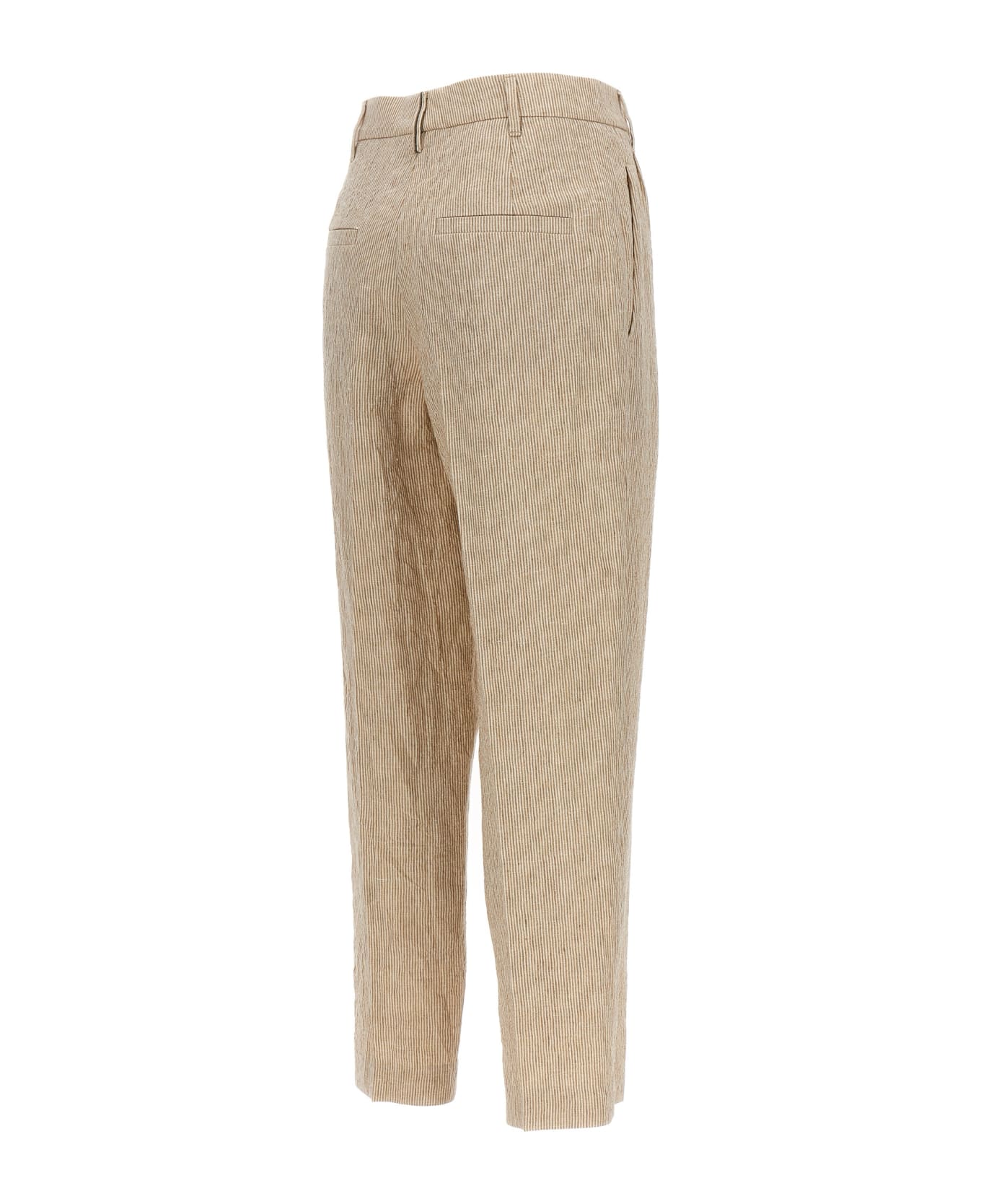 Brunello Cucinelli Striped Pleated Pants - Beige