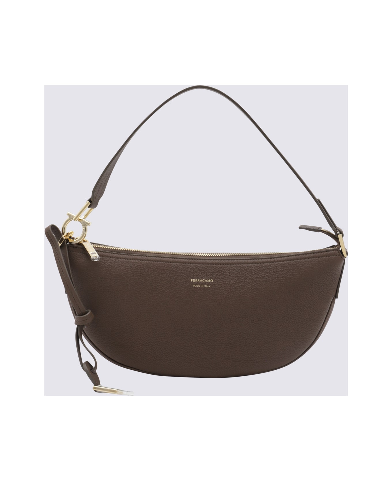 Ferragamo Dark Brown Leather Hobo Xs Crossbody Bag - BROWN