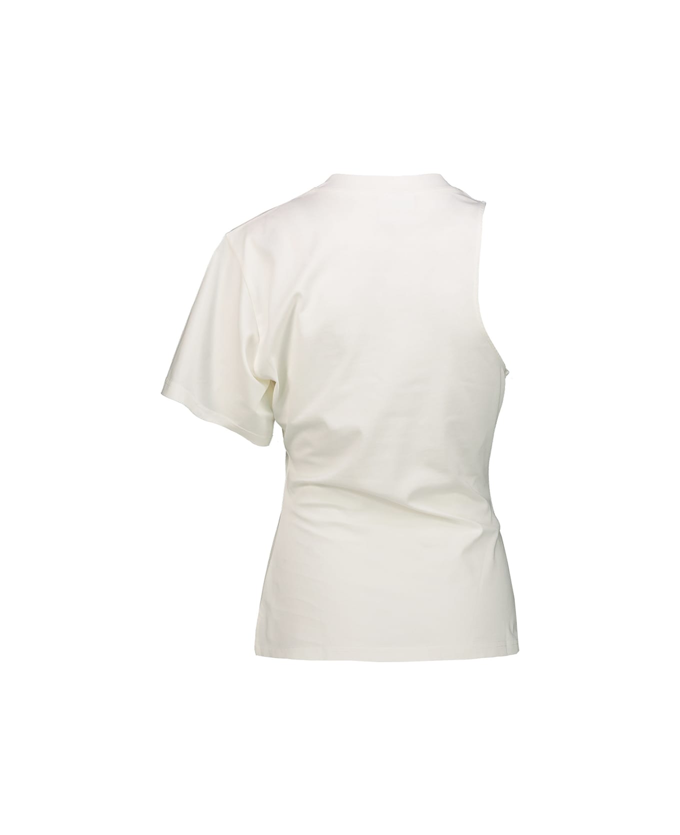 Courrèges One-shoulder T-shirt In Scuba - Heritage White