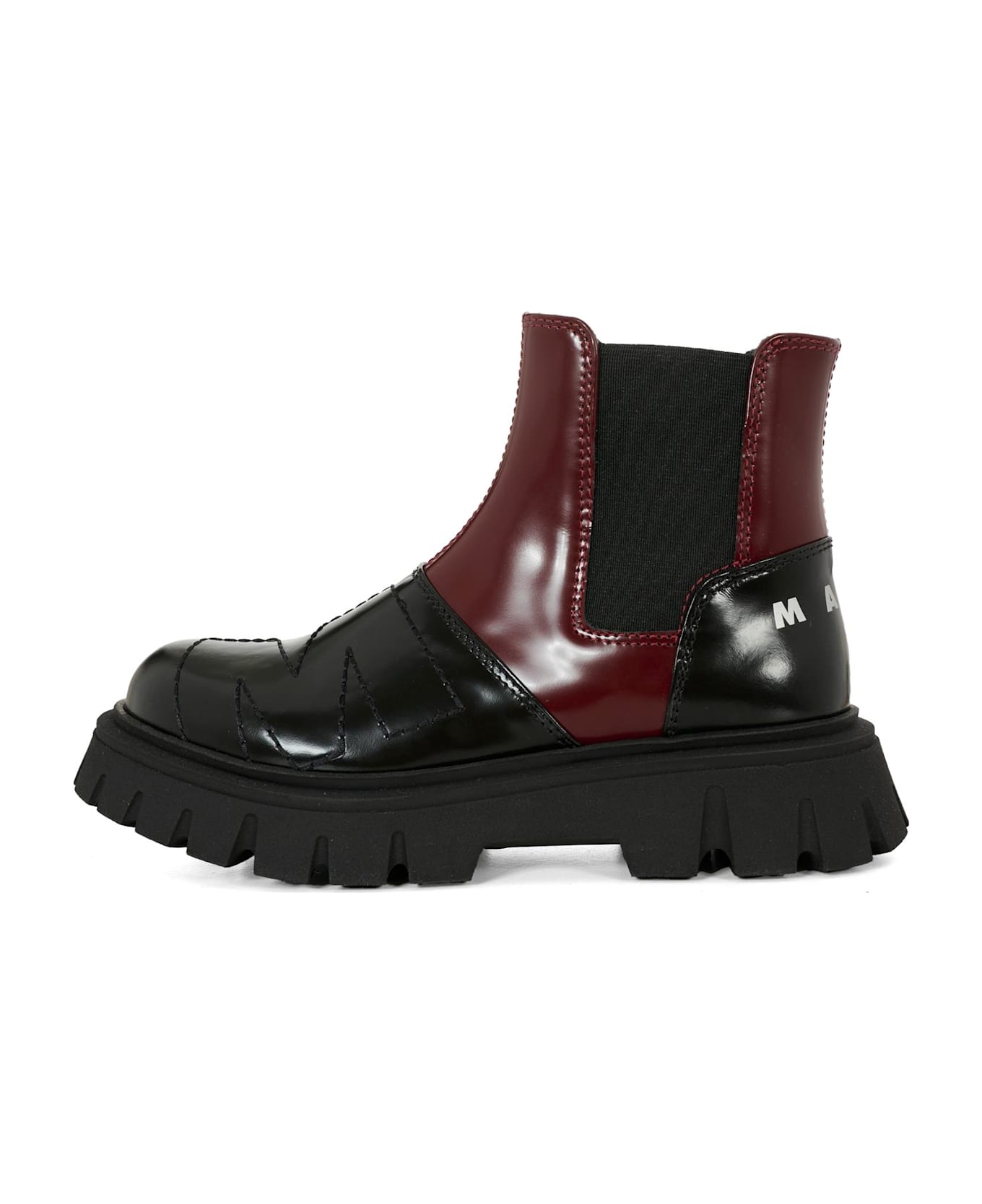 Marni Black Ankle Boots For Kids With Logo - Black