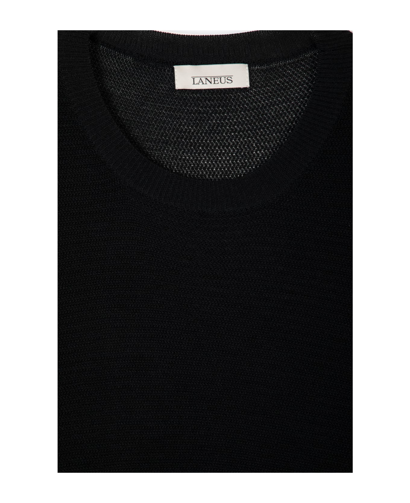 Laneus Girocollo M/c Cupro Black Knitted T-shirt - Nero