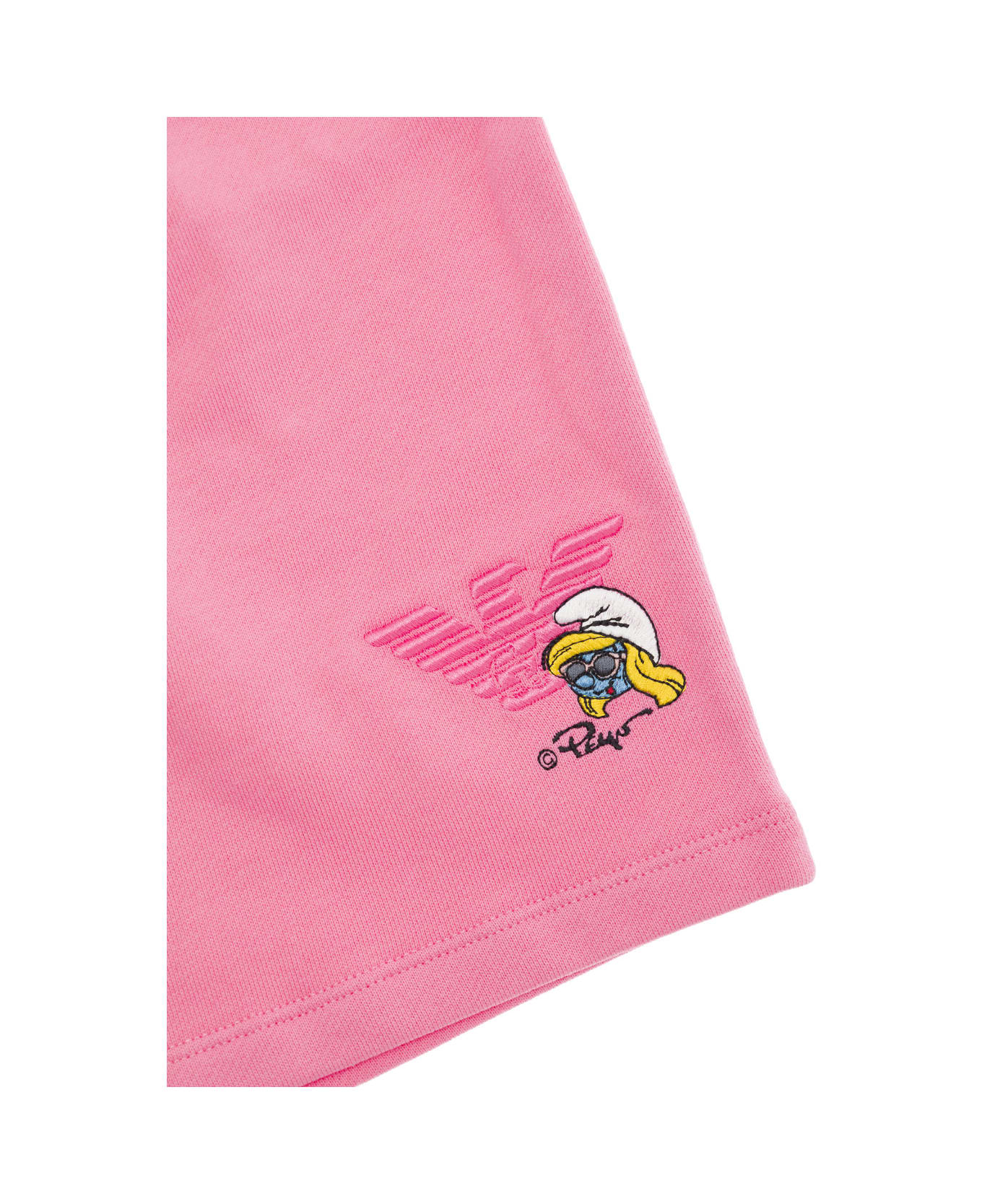 Emporio Armani Pink Shorts With Logo In Cotton Girl - Pink