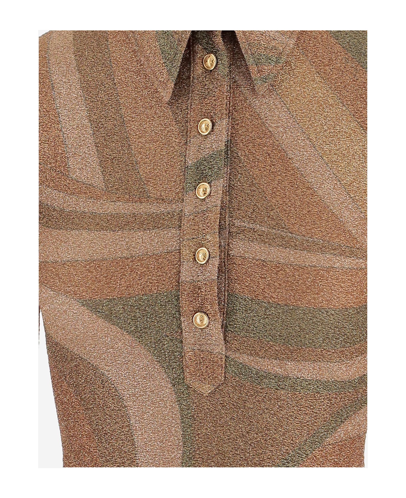 Pucci Lamé Jersey Sweater With Iride Print - Golden