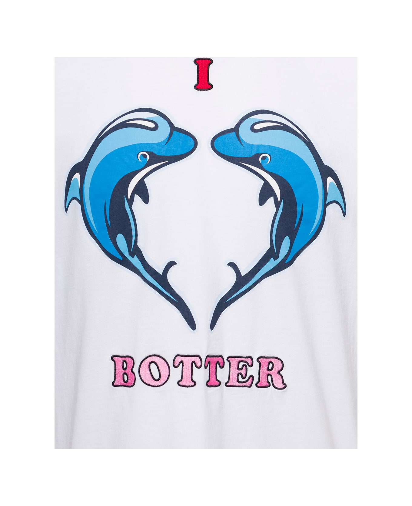 Botter 'dolphins - I Love Botter' White Crewneck T-shirt In Organic Cotton Man Botter - White