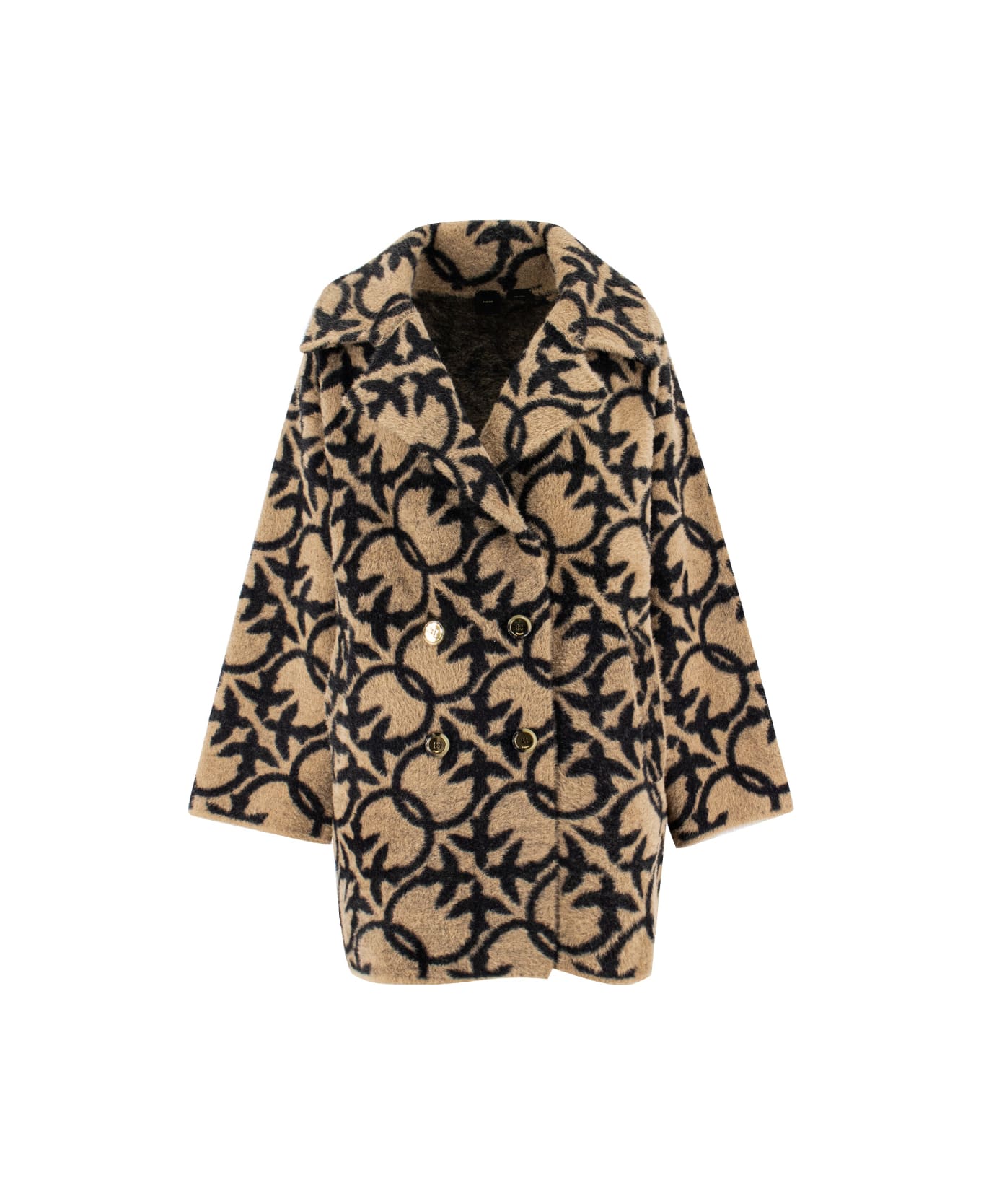Valentino Womens Nero Cammello Monogram-print Relaxed-fit Wool and