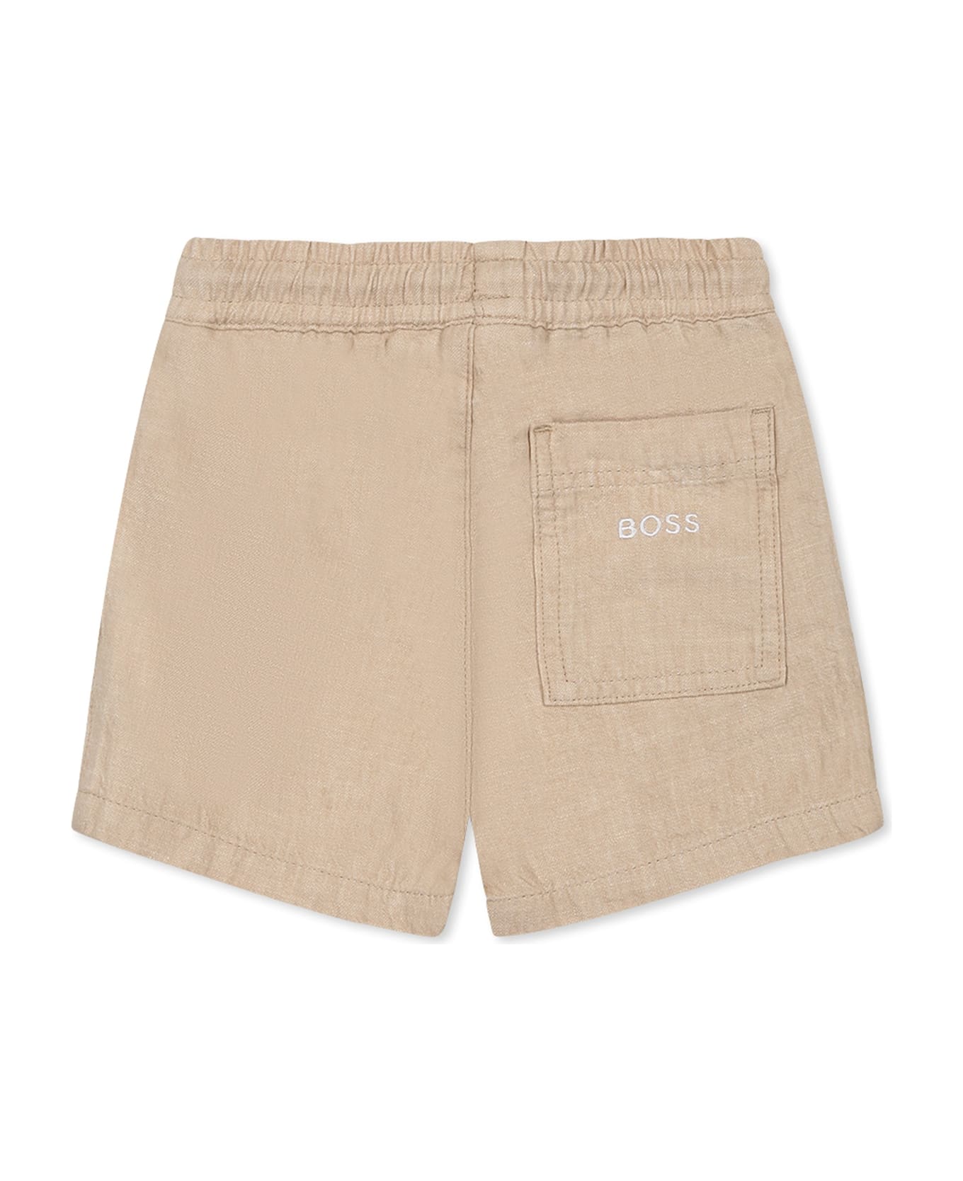 Hugo Boss Beige Shorts For Baby Boy With Logo - Beige