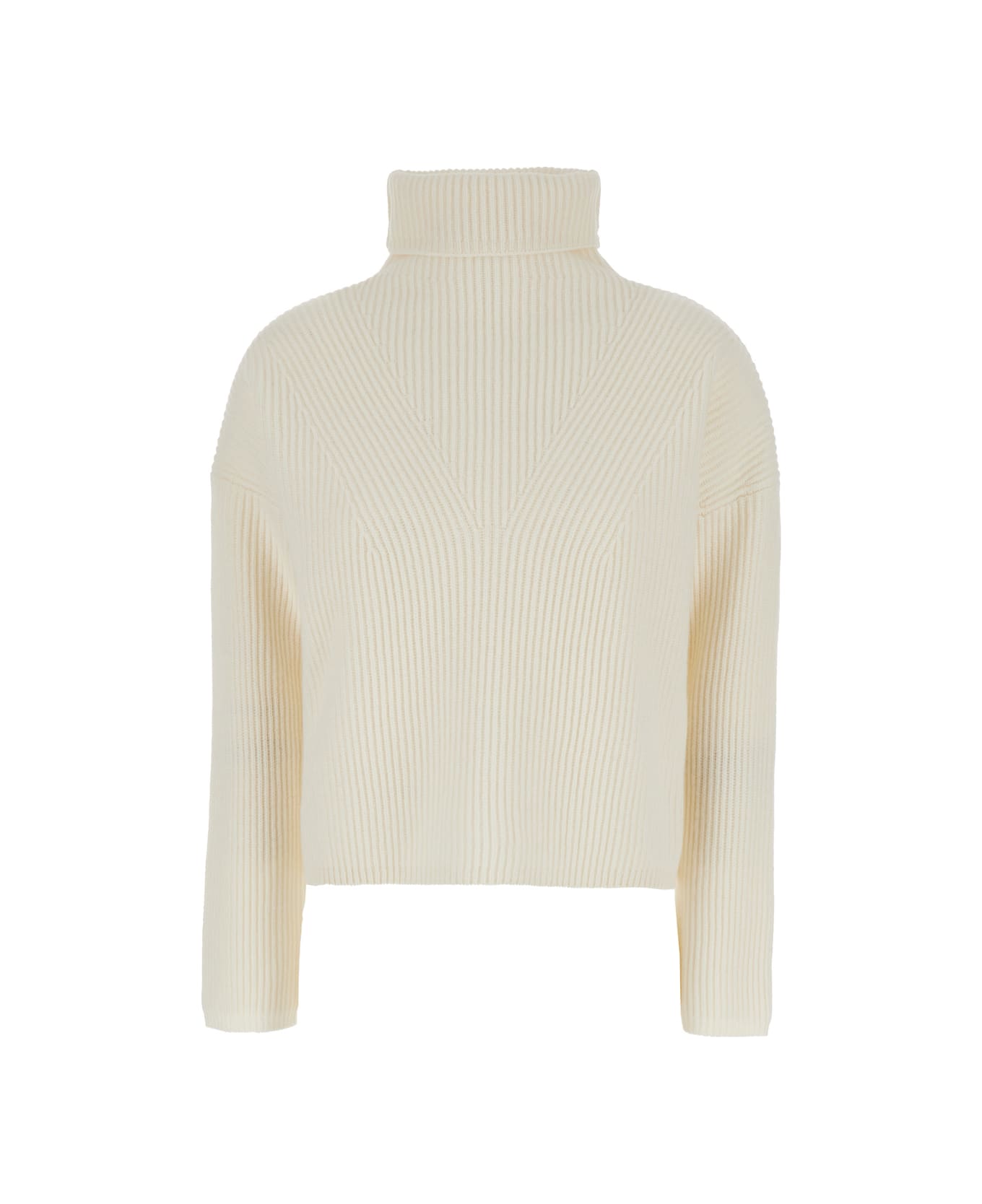Max Mara Studio Golia Maglia Collo Alto Misto Cachemire - White