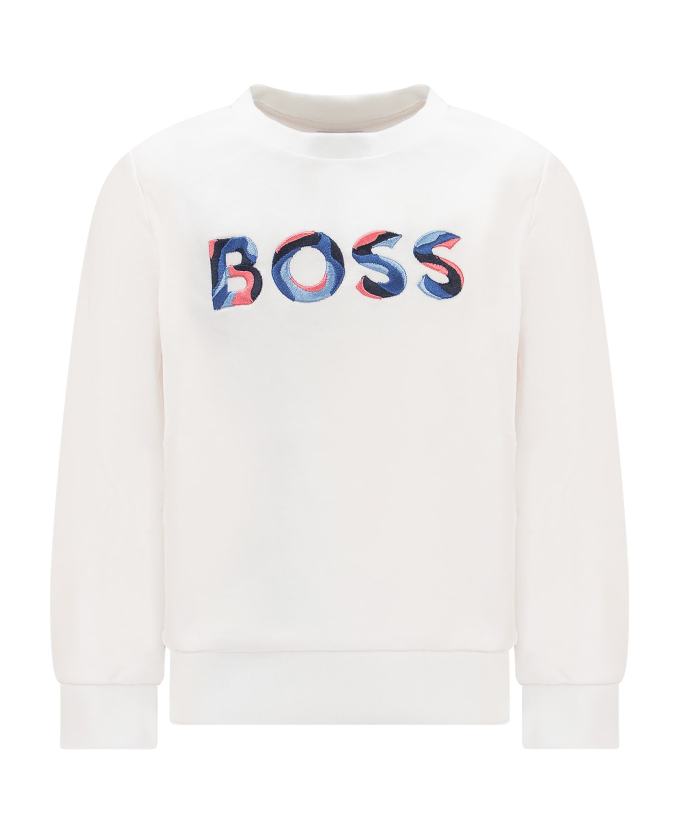 Hugo Boss Sweatshirt With Embroidery - BIANCO ニットウェア＆スウェットシャツ