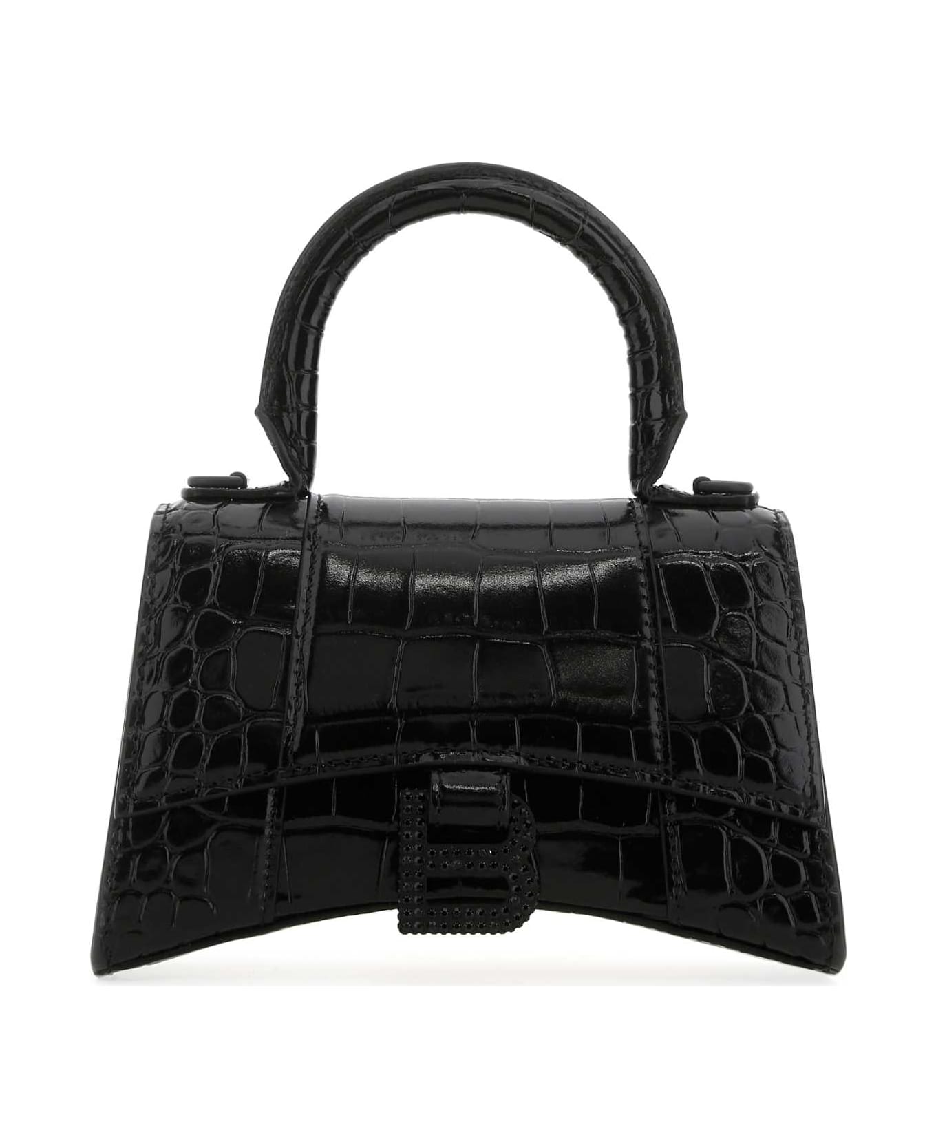 Balenciaga Black Leather Xs Hourglass Handbag - 1000