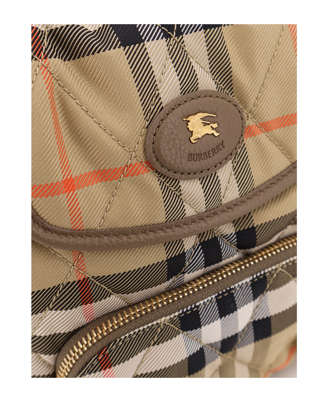 Burberry Horseshoe Check Nylon Backpack - SAND