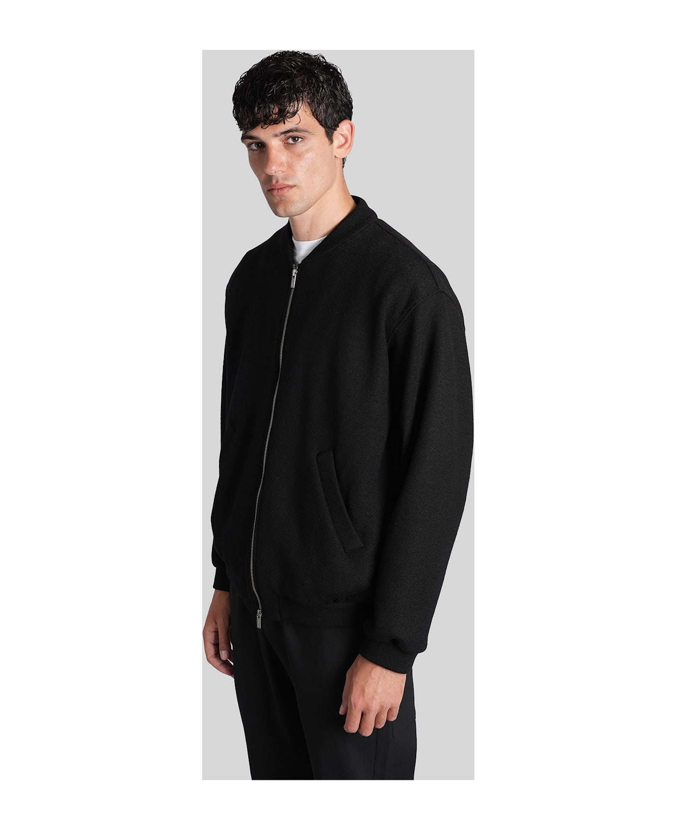 Barena Gabier Bomber Jacket In Black Wool - black