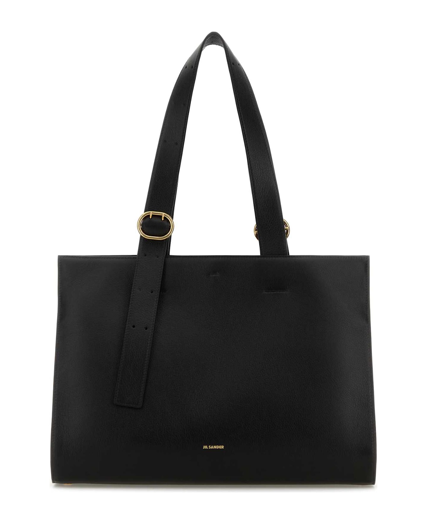 Jil Sander Black Leather Shopping Bag - BLACK