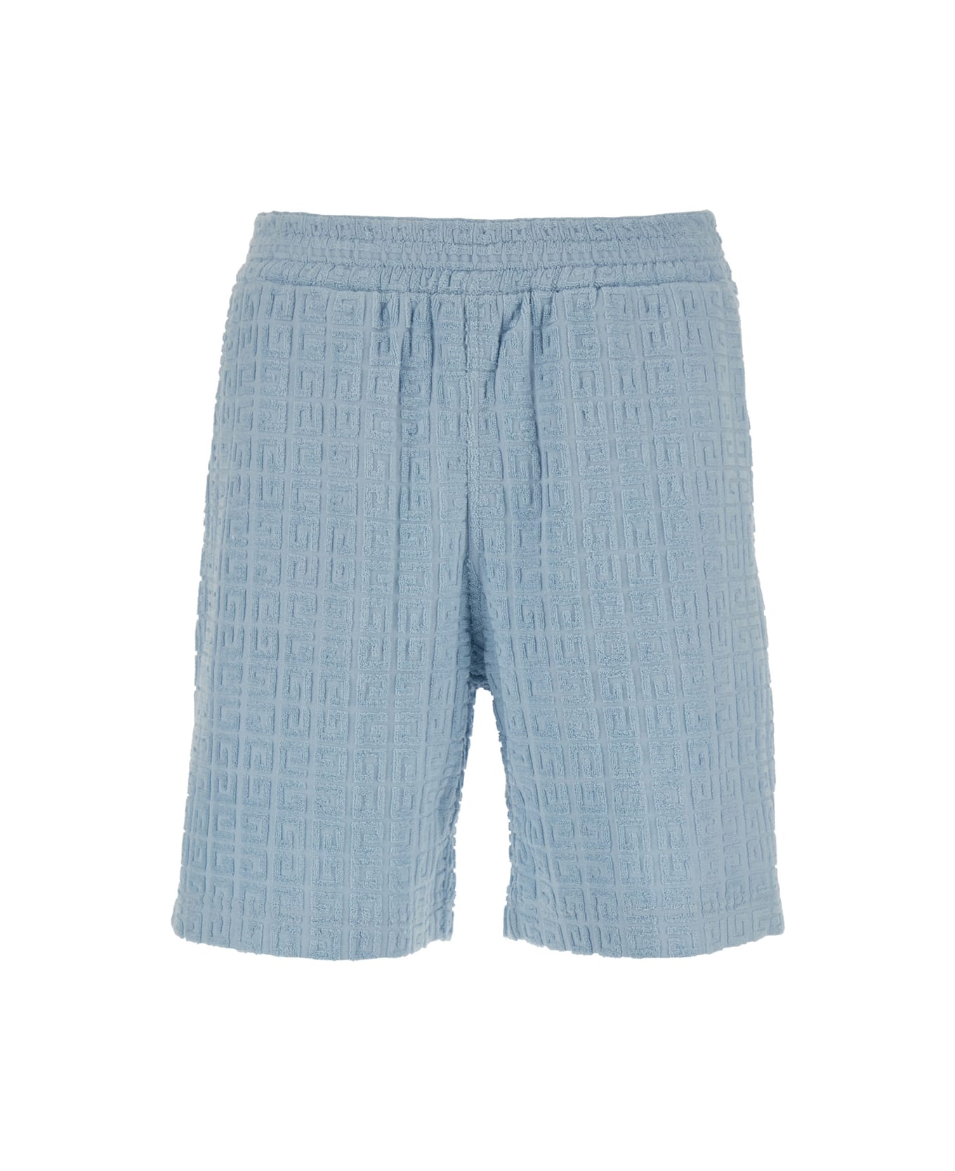 Givenchy Light Blue Bermuda Shorts With 4g Motif In Cotton Blend Man - Light blue