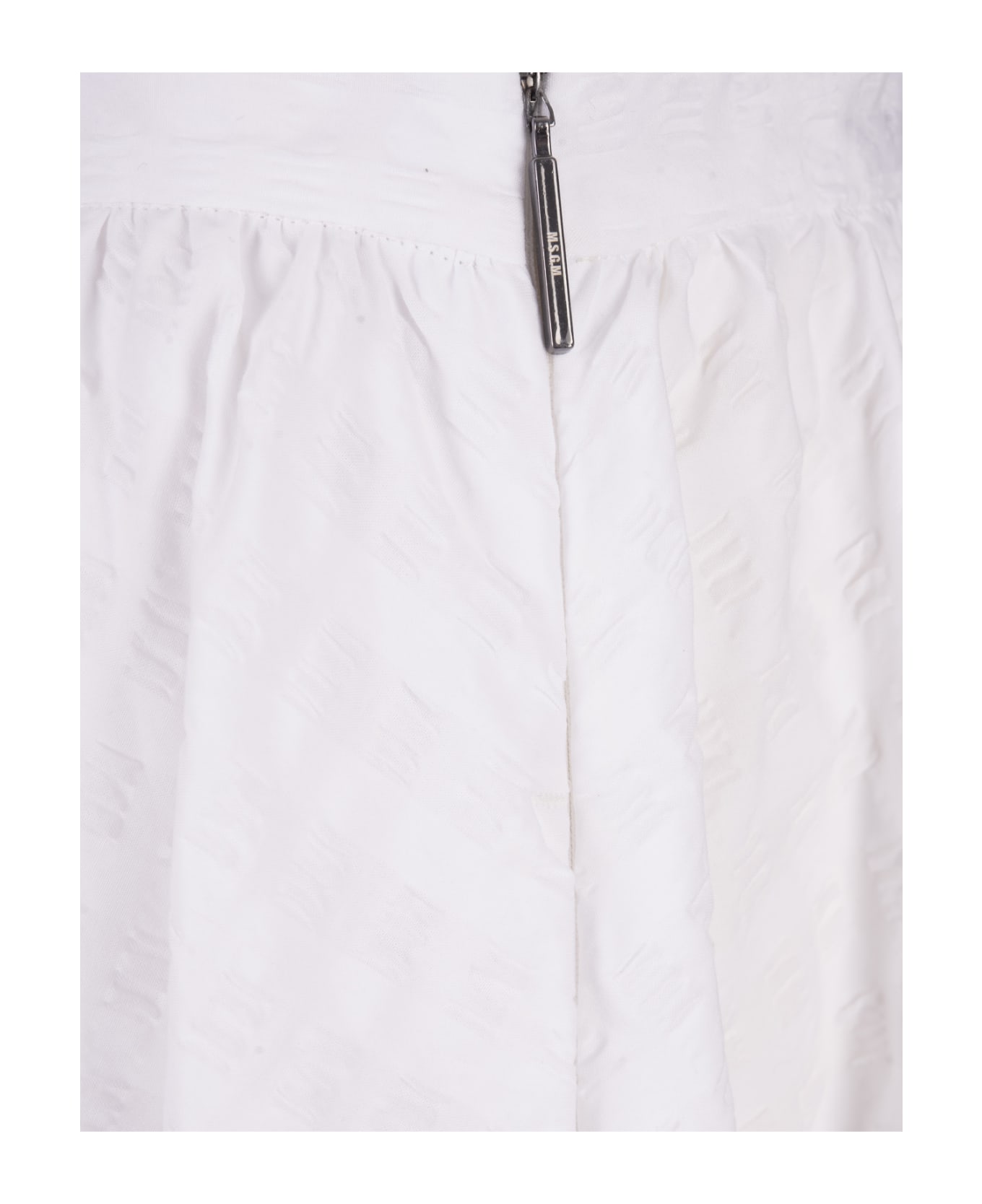 MSGM Long White Skirt In Seersucker - White スカート