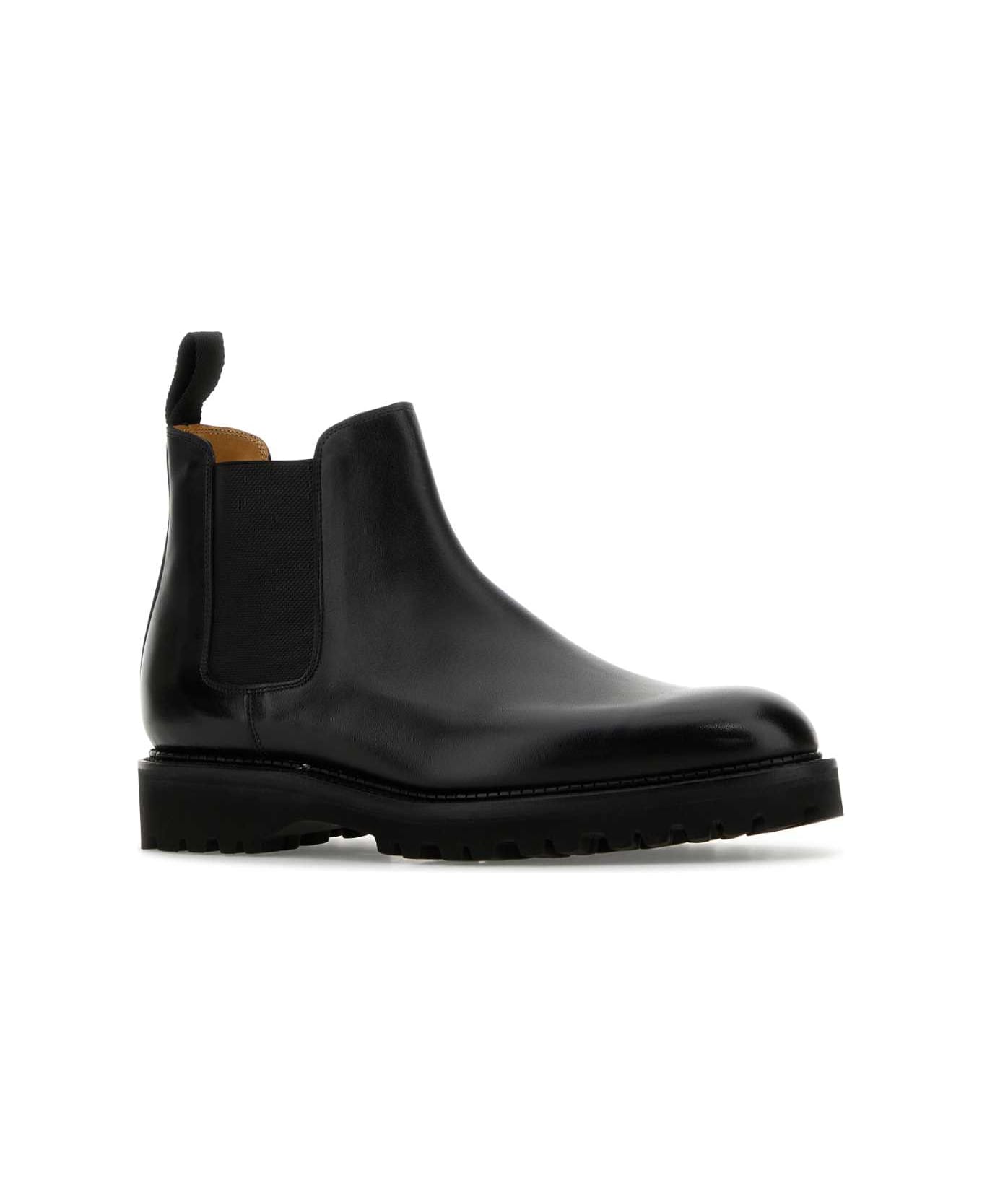 John Lobb Black Leather Lawry Ankle Boots - Black