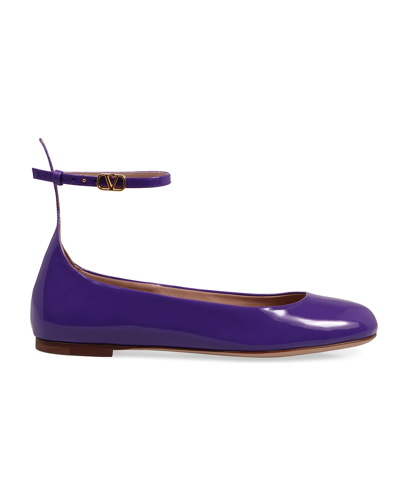 Valentino Garavani Tan-go Leather Ballet Flats - purple