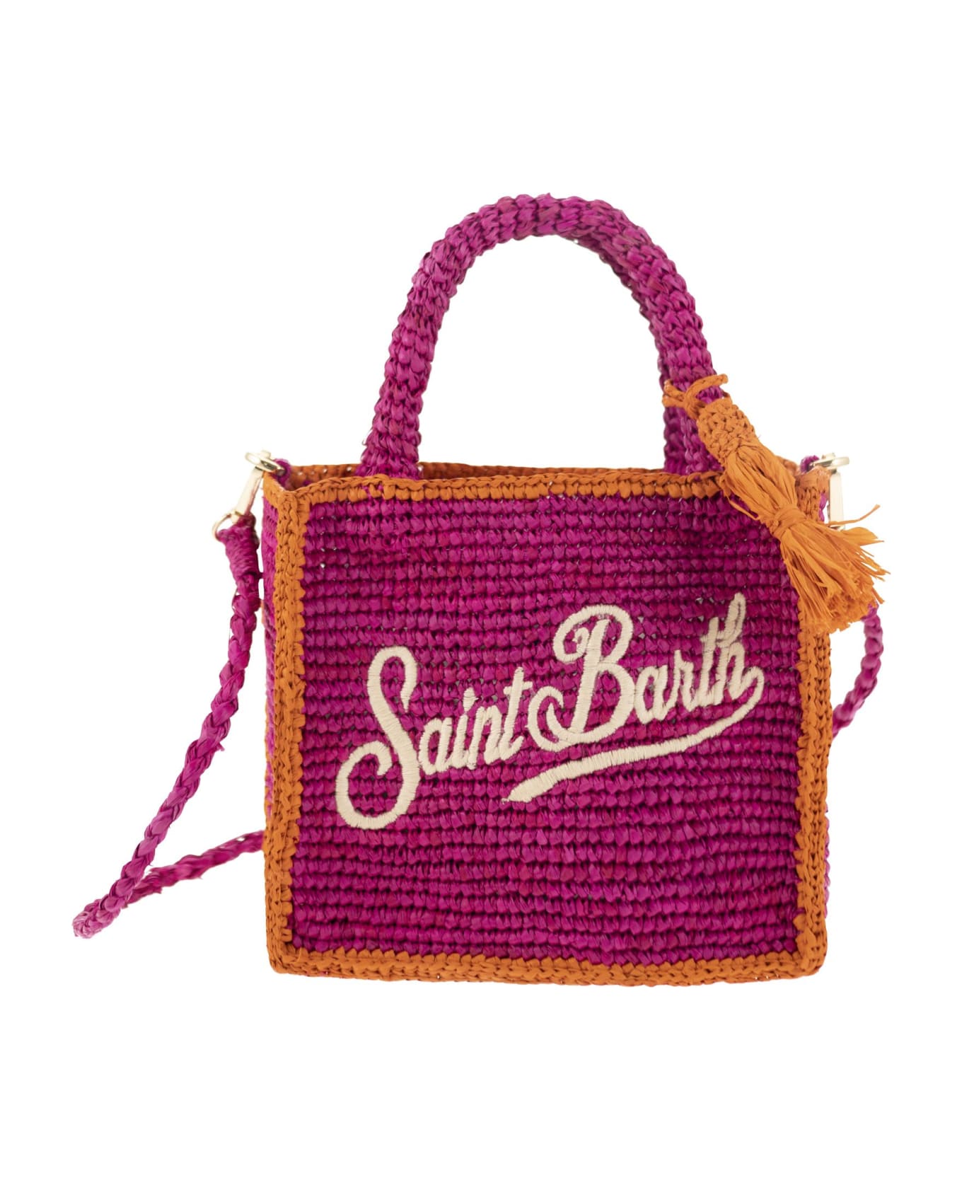 MC2 Saint Barth Vanity - Mini Raffia Bag With Embroidery - Fuchsia