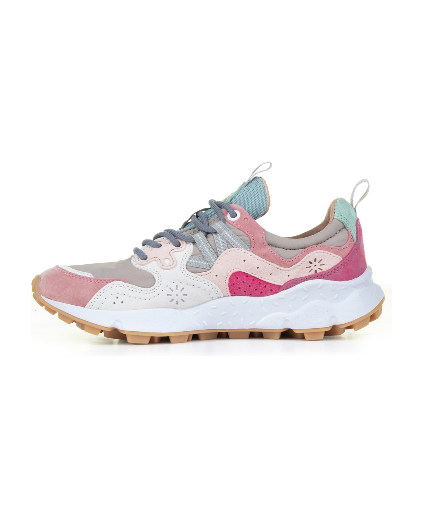 Flower Mountain Yamano Pink Suede And Nylon Sneakers - CIPRIA MULTI