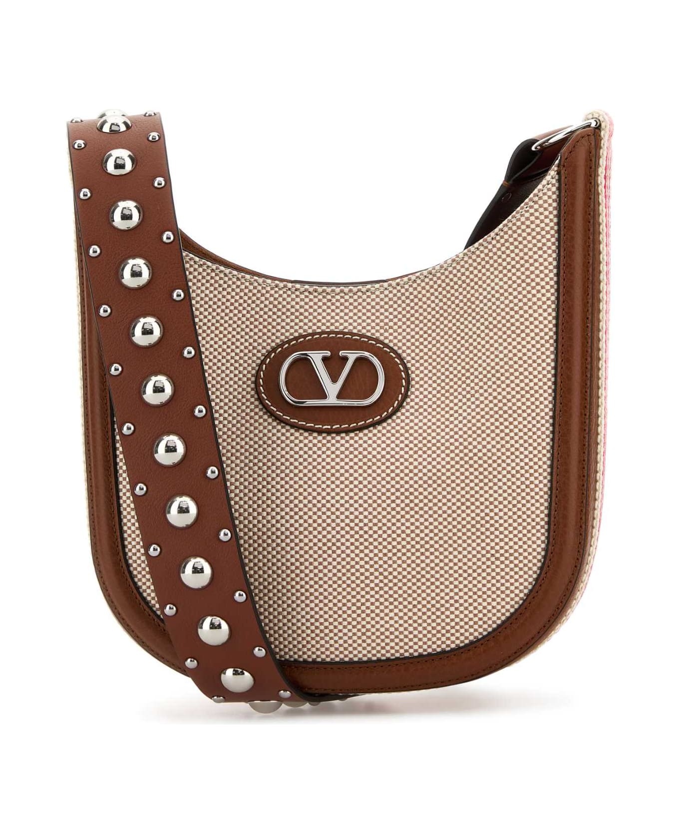 Valentino Garavani Two-tone Canvas Vlogo Signature Crossbody Bag - NATTOBACCOSELLERIABIAROSSODCARAMEL