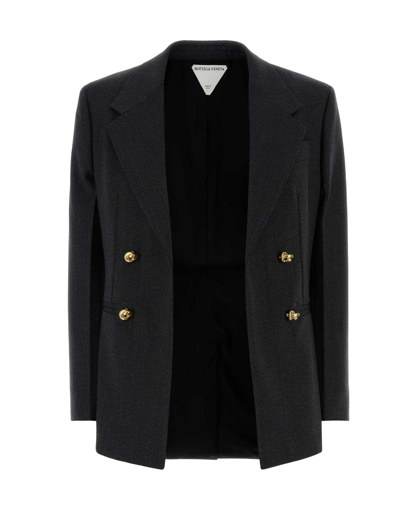 Bottega Veneta Charcoal Twill Blazer - BLACKCHARCOAL