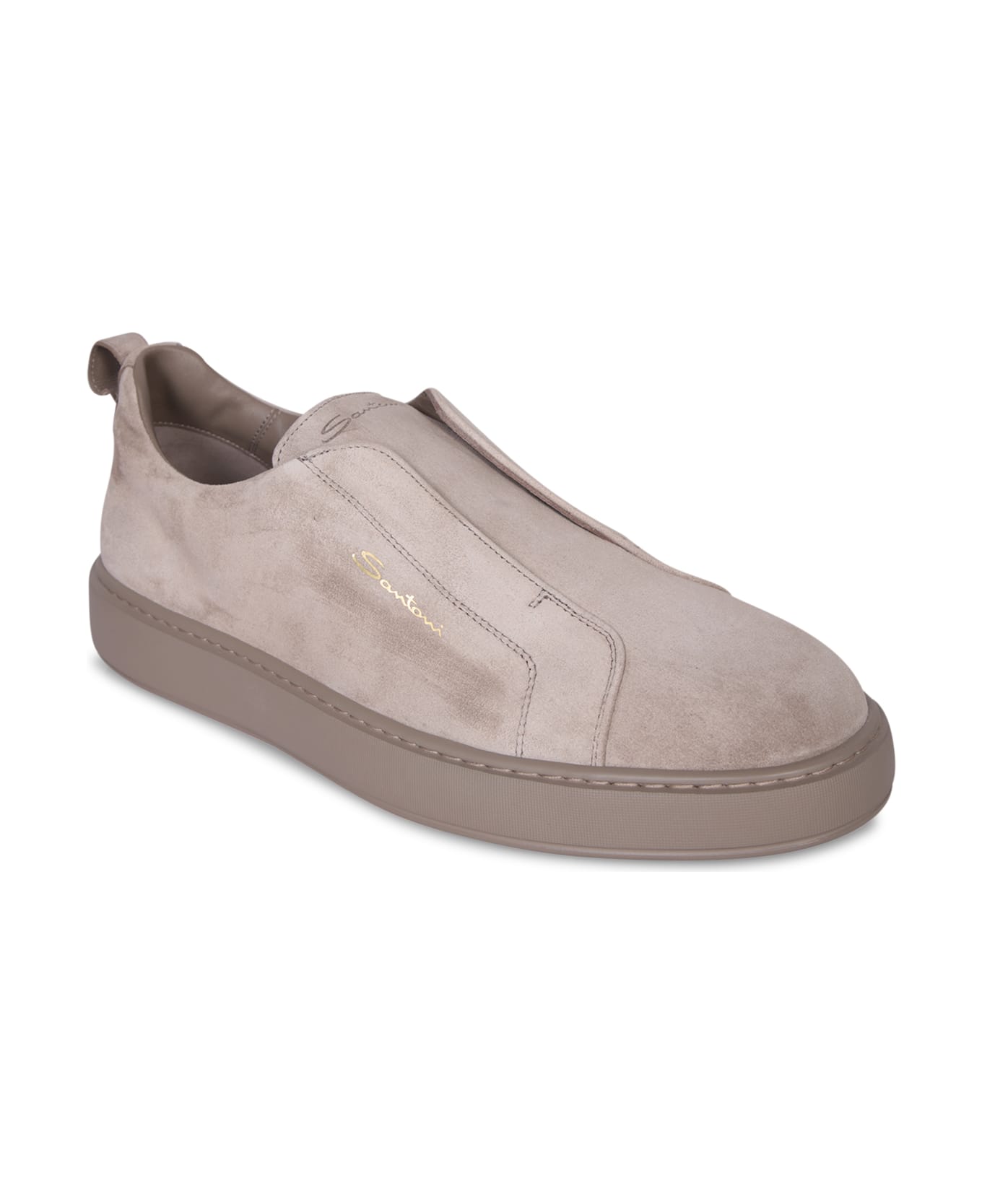 Santoni Victory Suede Tortora Sneakers - Beige