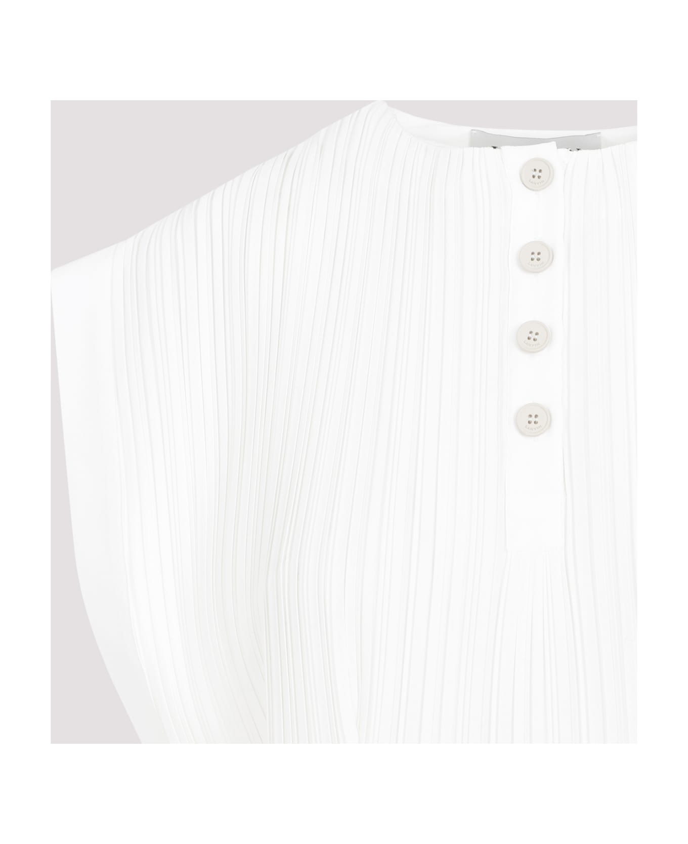 Lanvin Sleeveless Pleated Midi Dress - Off White