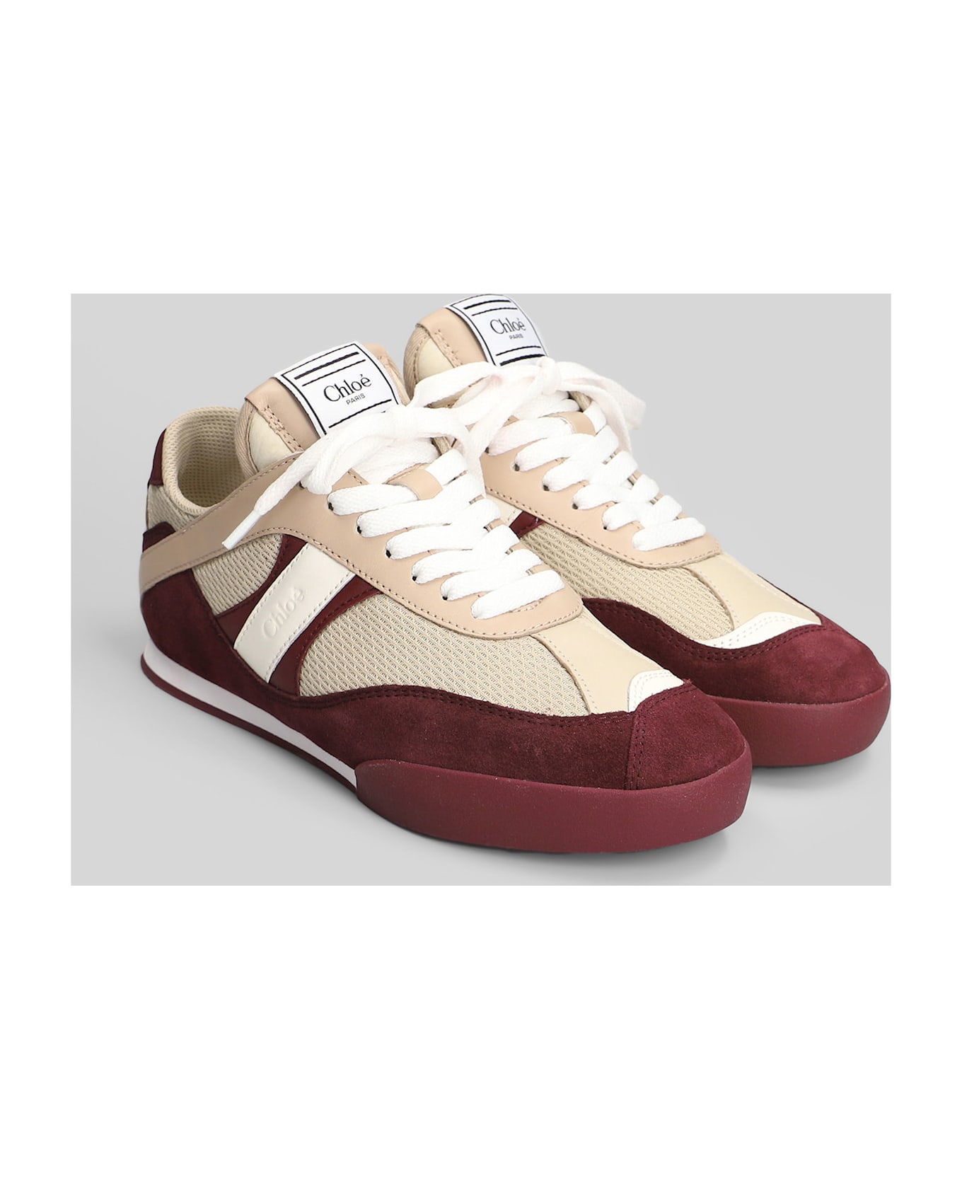 Chloé Kick Sneakers In Beige Suede And Leather - beige