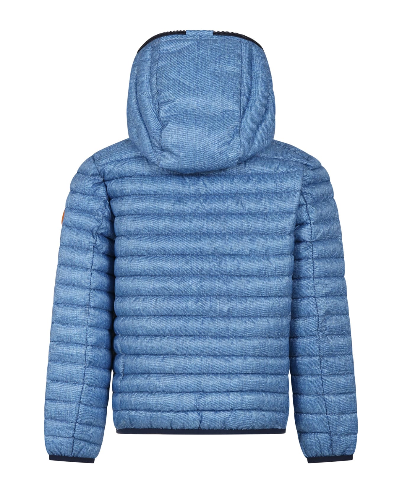 Save the Duck Light Blue Drew Down Jacket For Boy With Logo - Light Blue コート＆ジャケット