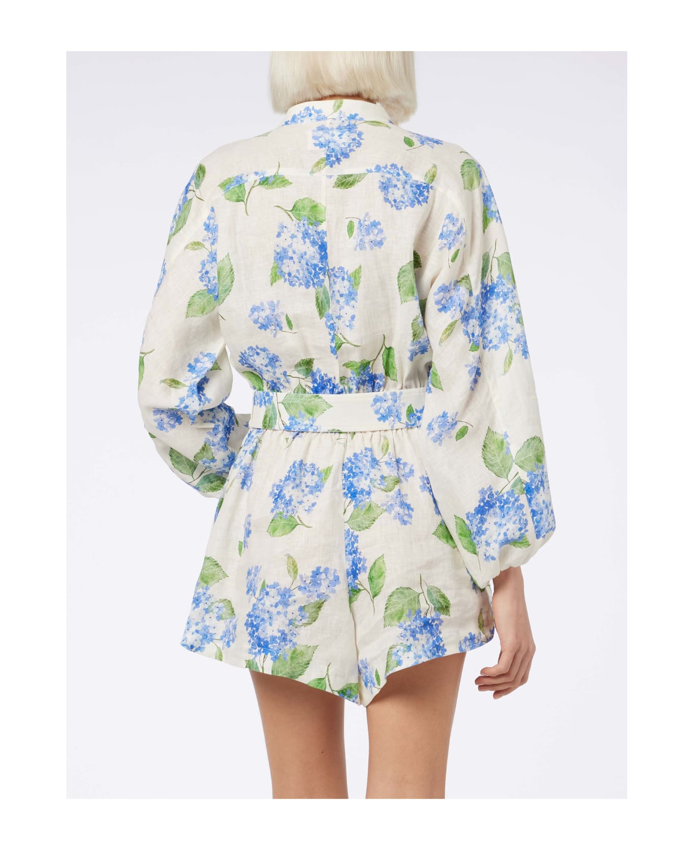 MC2 Saint Barth Woman Floral Linen Playsuit Hanniel - SKY