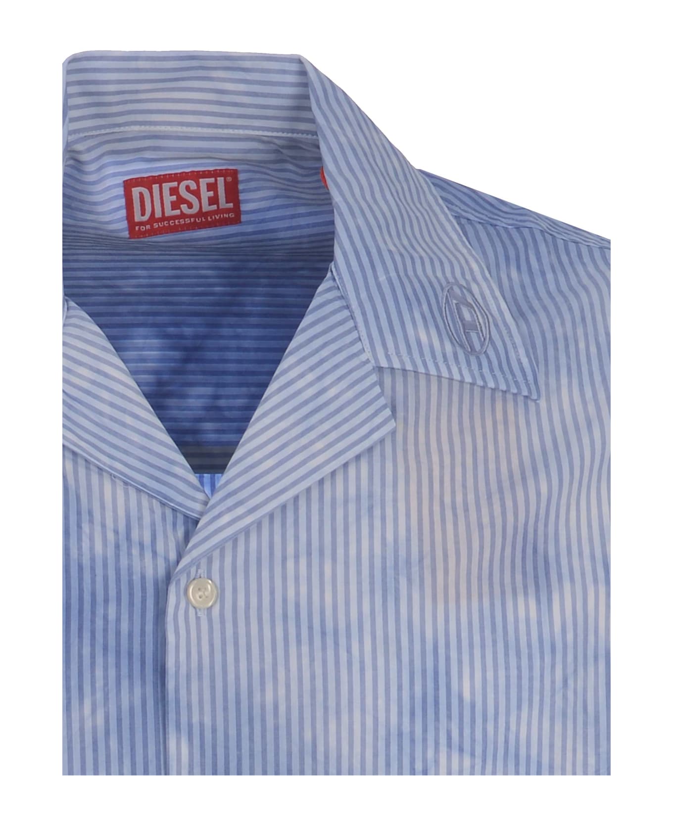 Diesel Bowling Shirt Diesel "trucker" Made Of Poplin - Celeste