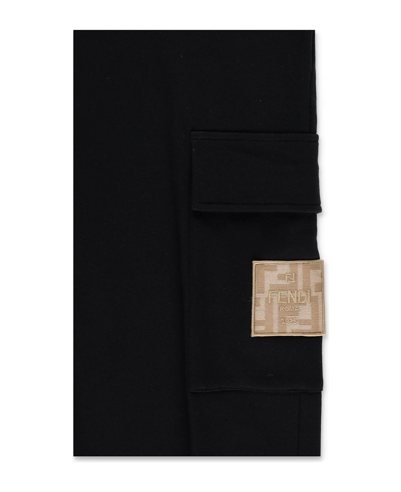 Fendi Kids Black Jogger Pants With Ff Logo - BLACK