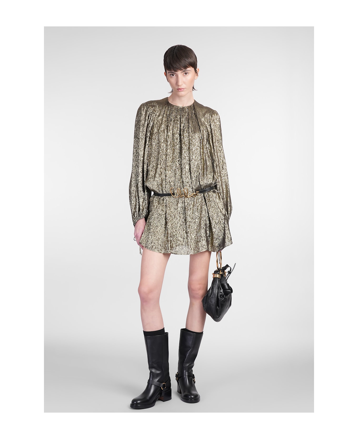 Chloé Dress Woman In Gold Silk - gold