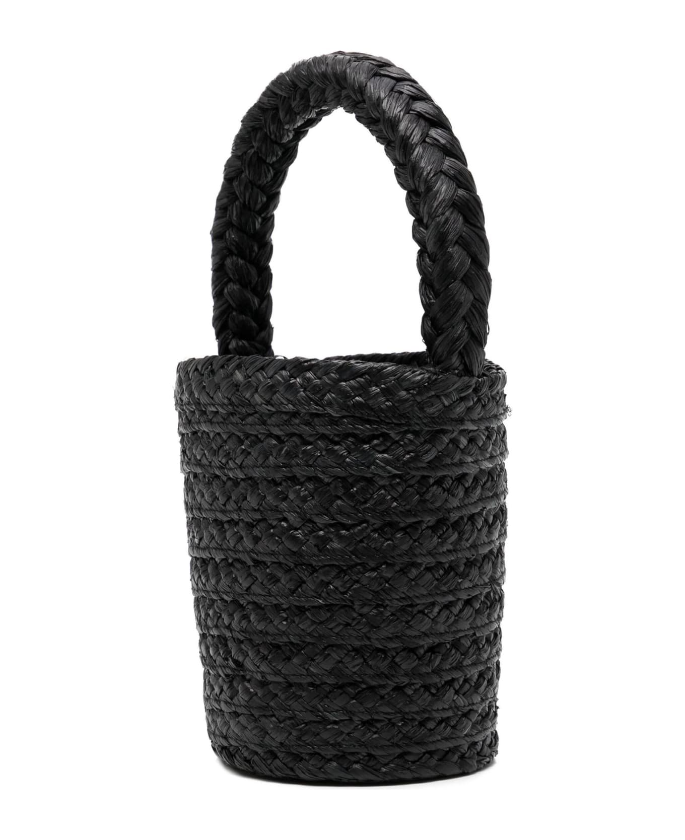 Patou Black Raffia Bucket Bag - Black