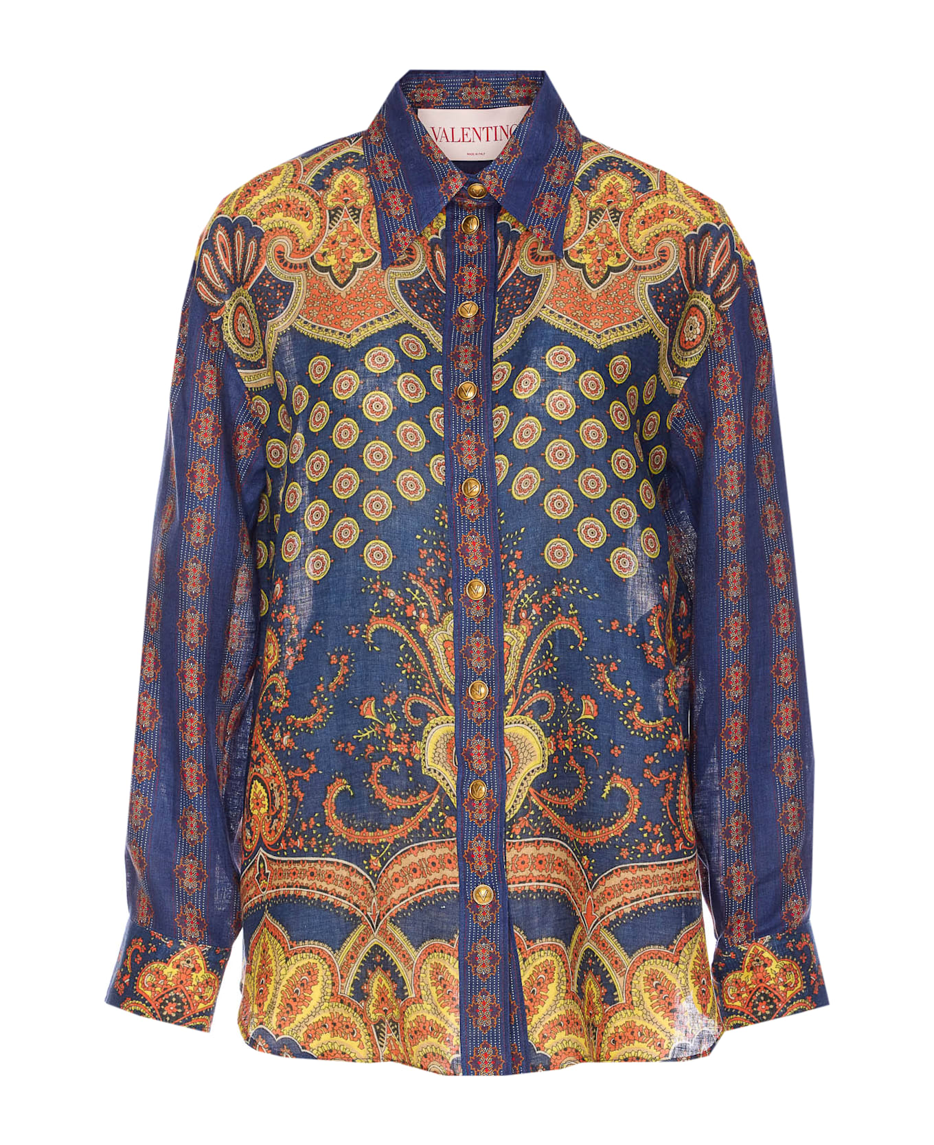 Valentino Garavani Paisley Linen Shirt With Medaglioni Voyage Imaginaire Pattern - MultiColour