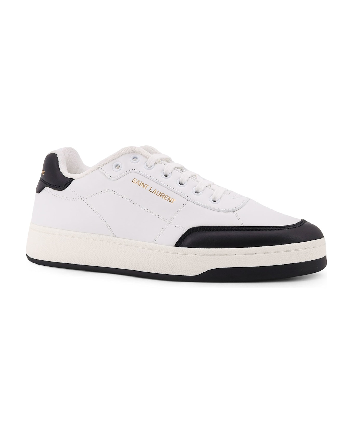 Saint Laurent Sl/61 Sn Leather Sneakers - Blanc Optique/Nero