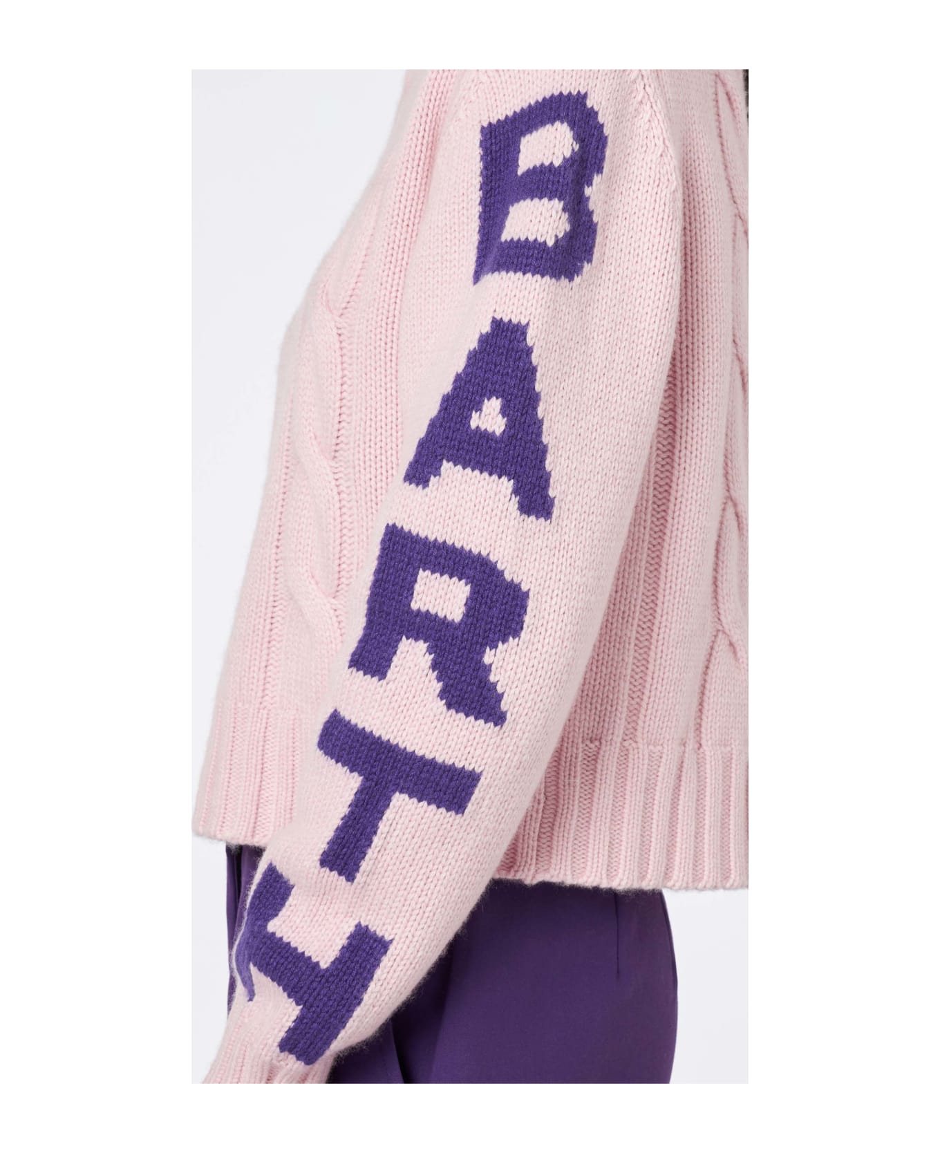 MC2 Saint Barth Woman Turtleneck Braided Sweater With Saint Barth Jacquard - PINK