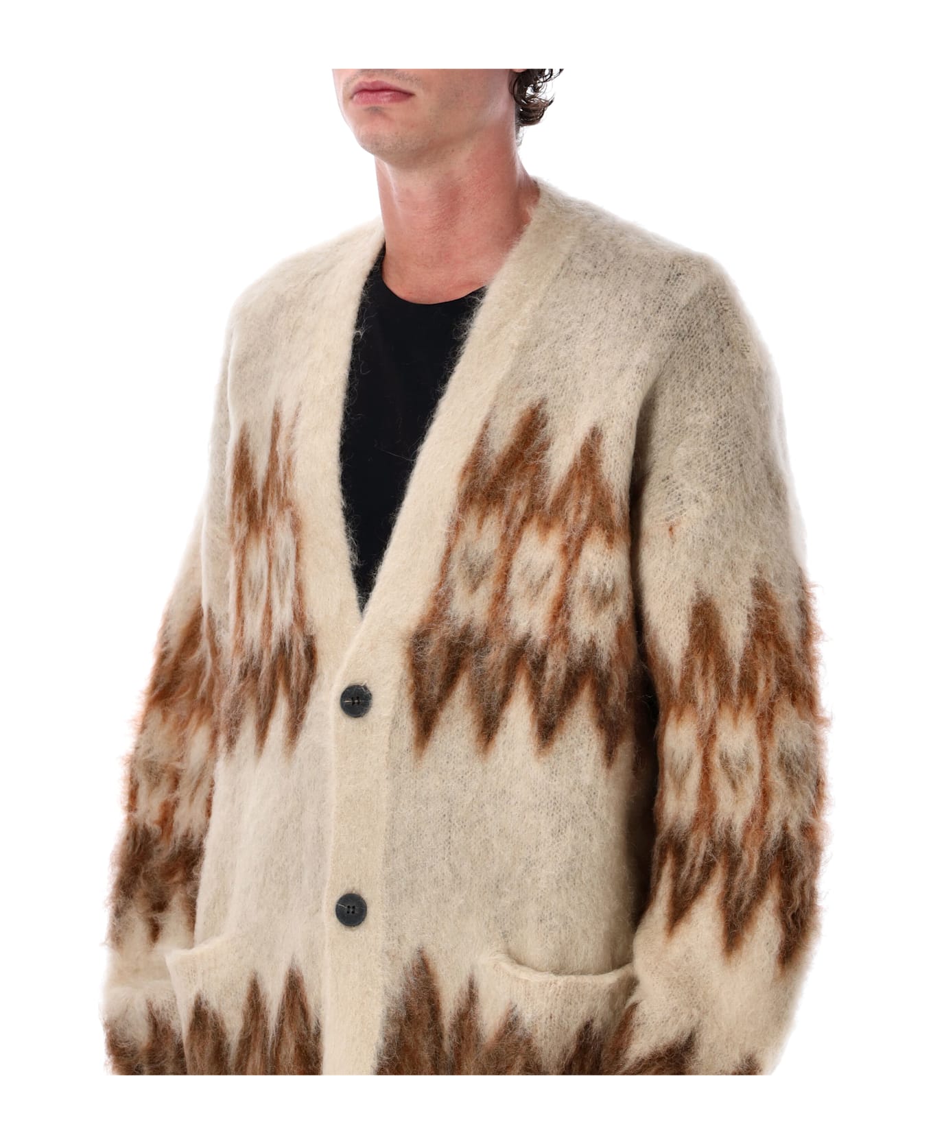 Isabel Marant Marant Nielson Mohair Blend Cardigan With Fair Isle Motif - BROWN