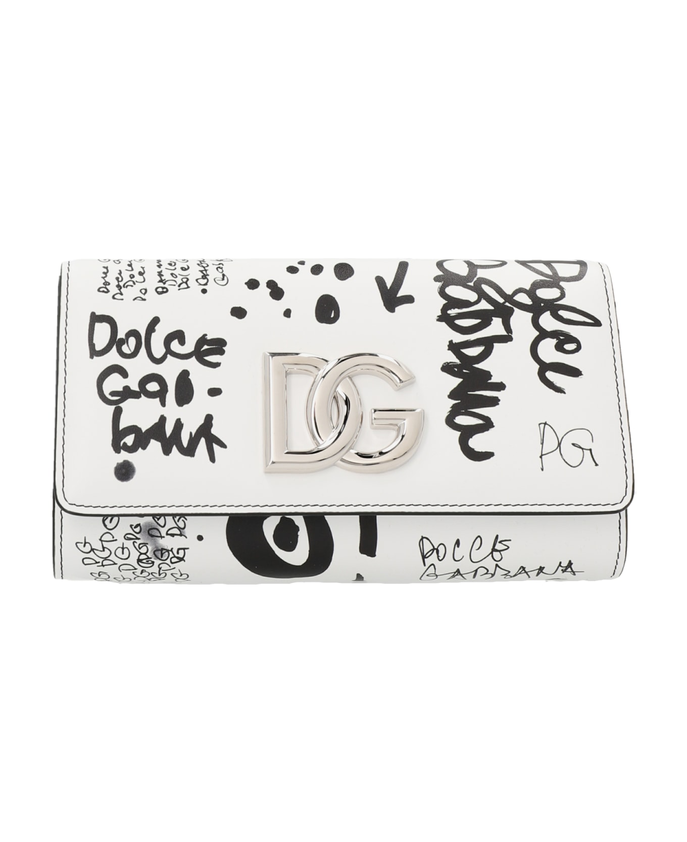 Dolce & Gabbana Logo Clutch Bag - White, black