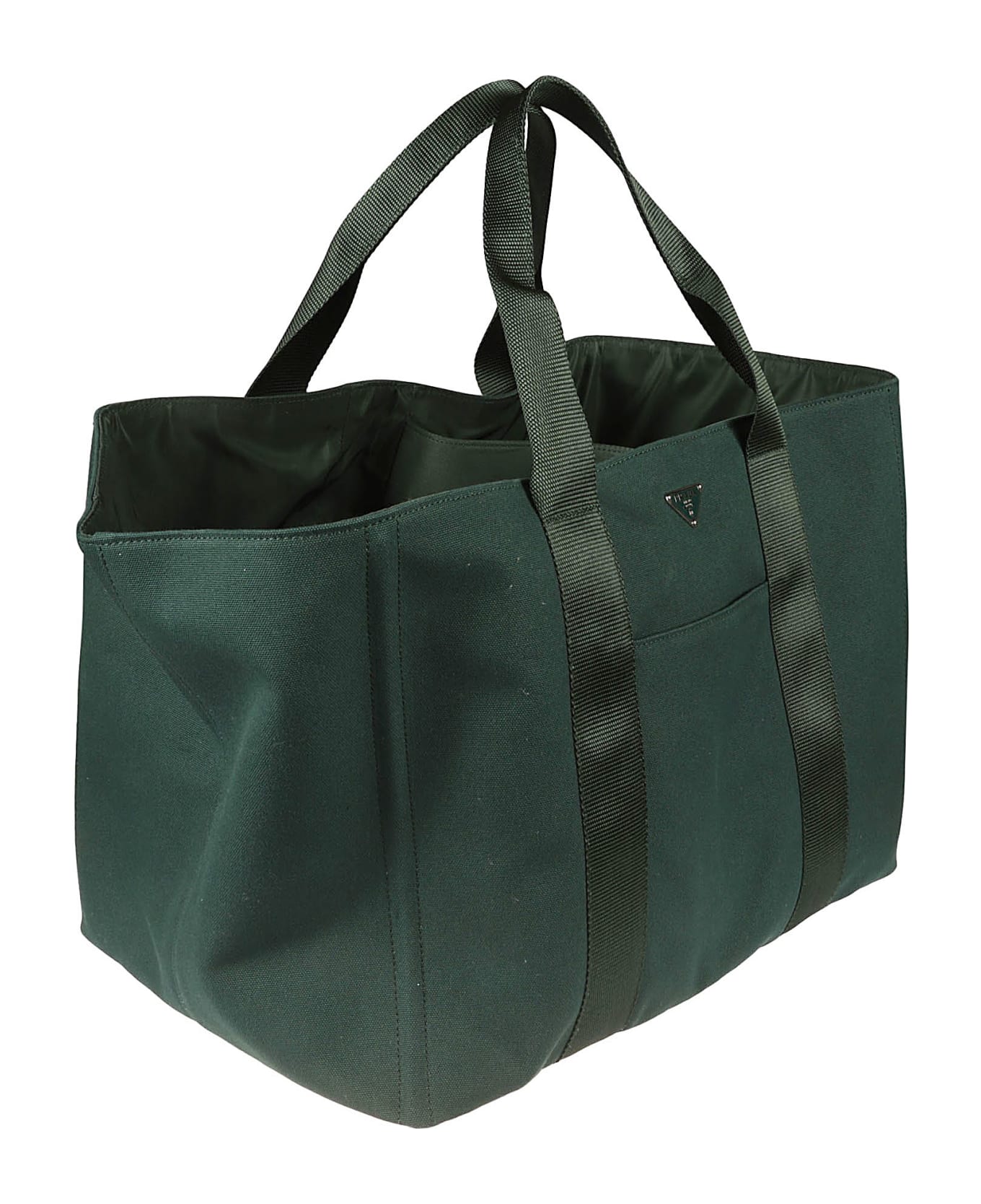Prada Logo Plaque Applique Shopper Bag - Green