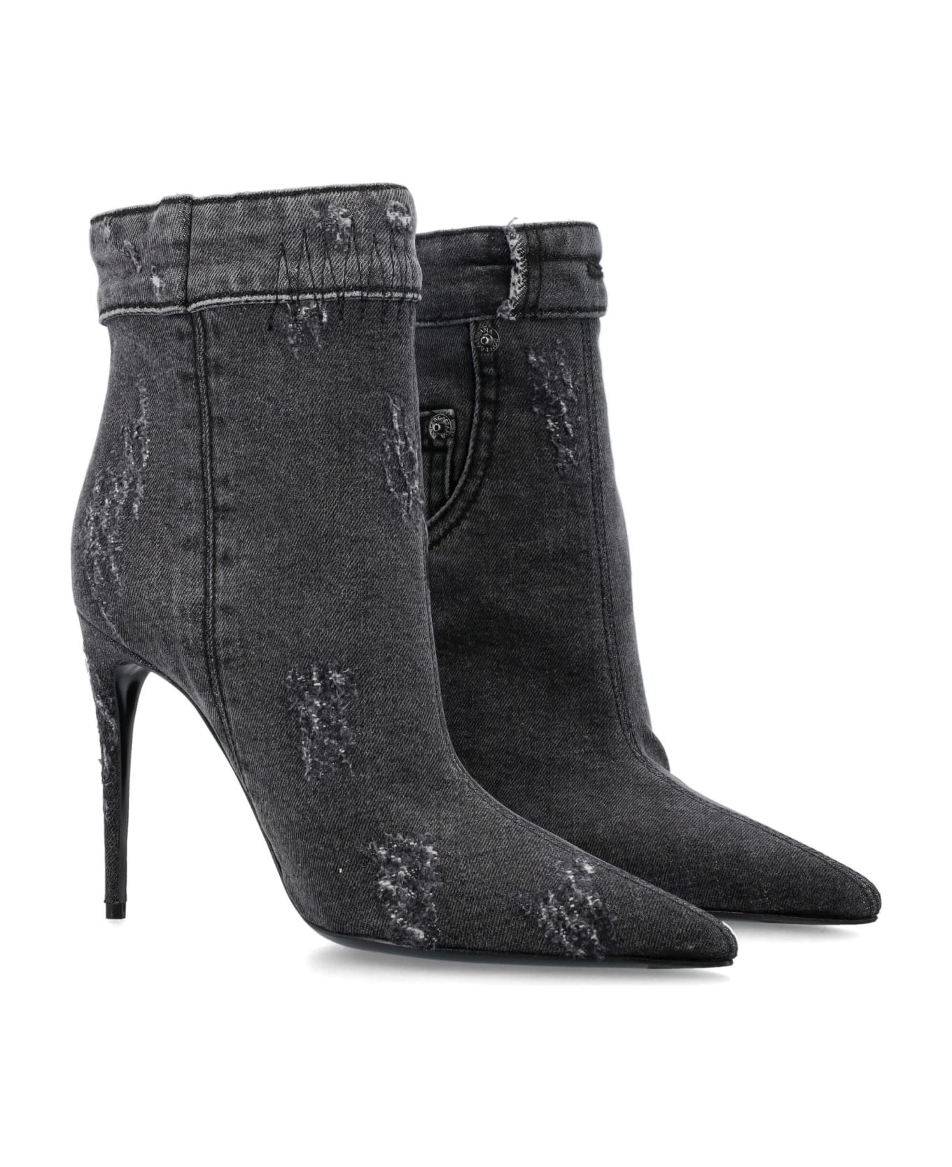 Dolce & Gabbana Patchwork Denim Ankle Boots - Nero